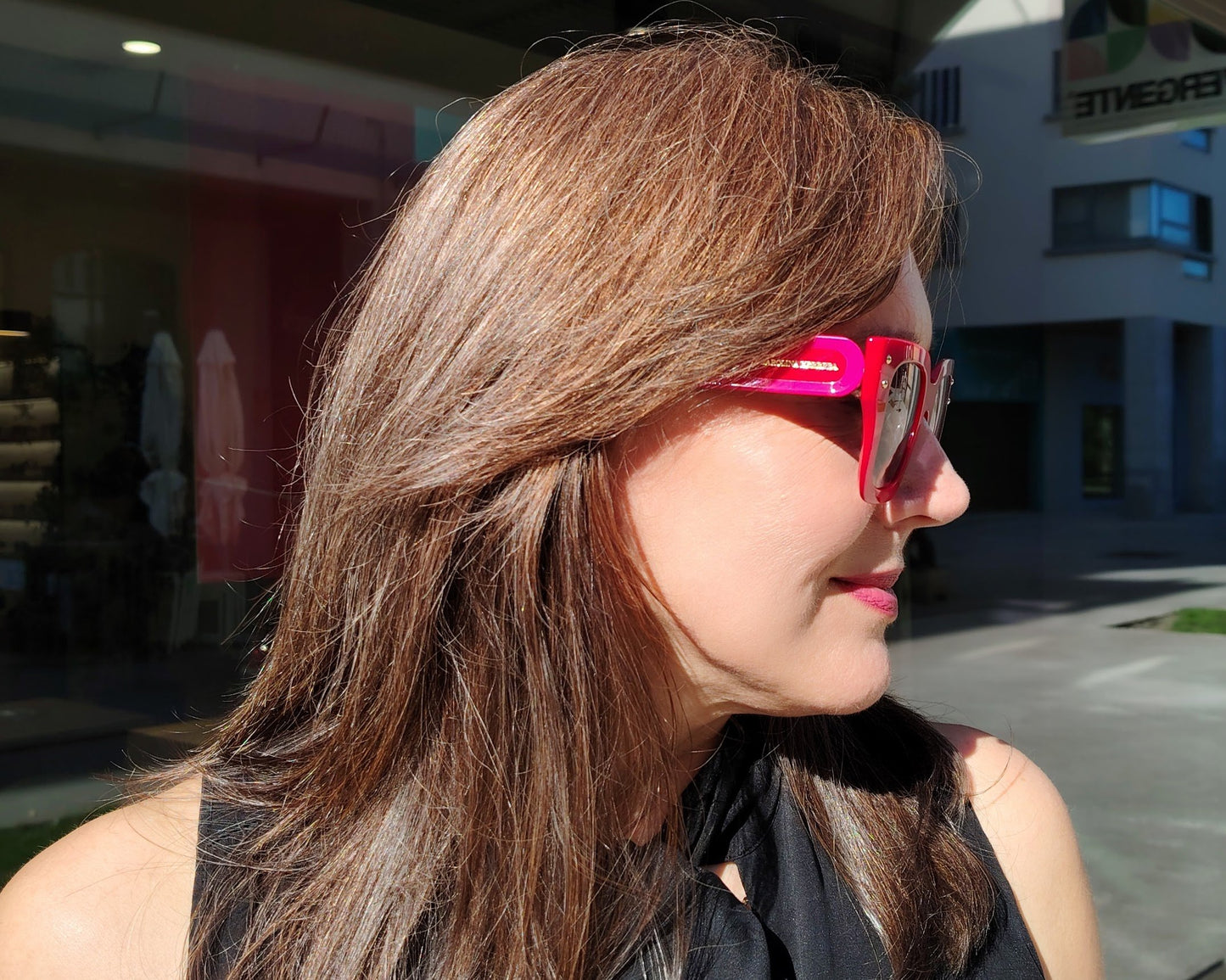 gafas de sol carolina herrera her 0255 c9a90 oversice en acetato rojo y varillas en rojo y fucsia