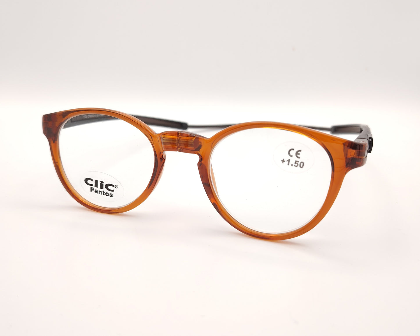 gafas de presbicia clic pantos en color caramelo con cierre magnético frontal y forma pantos
