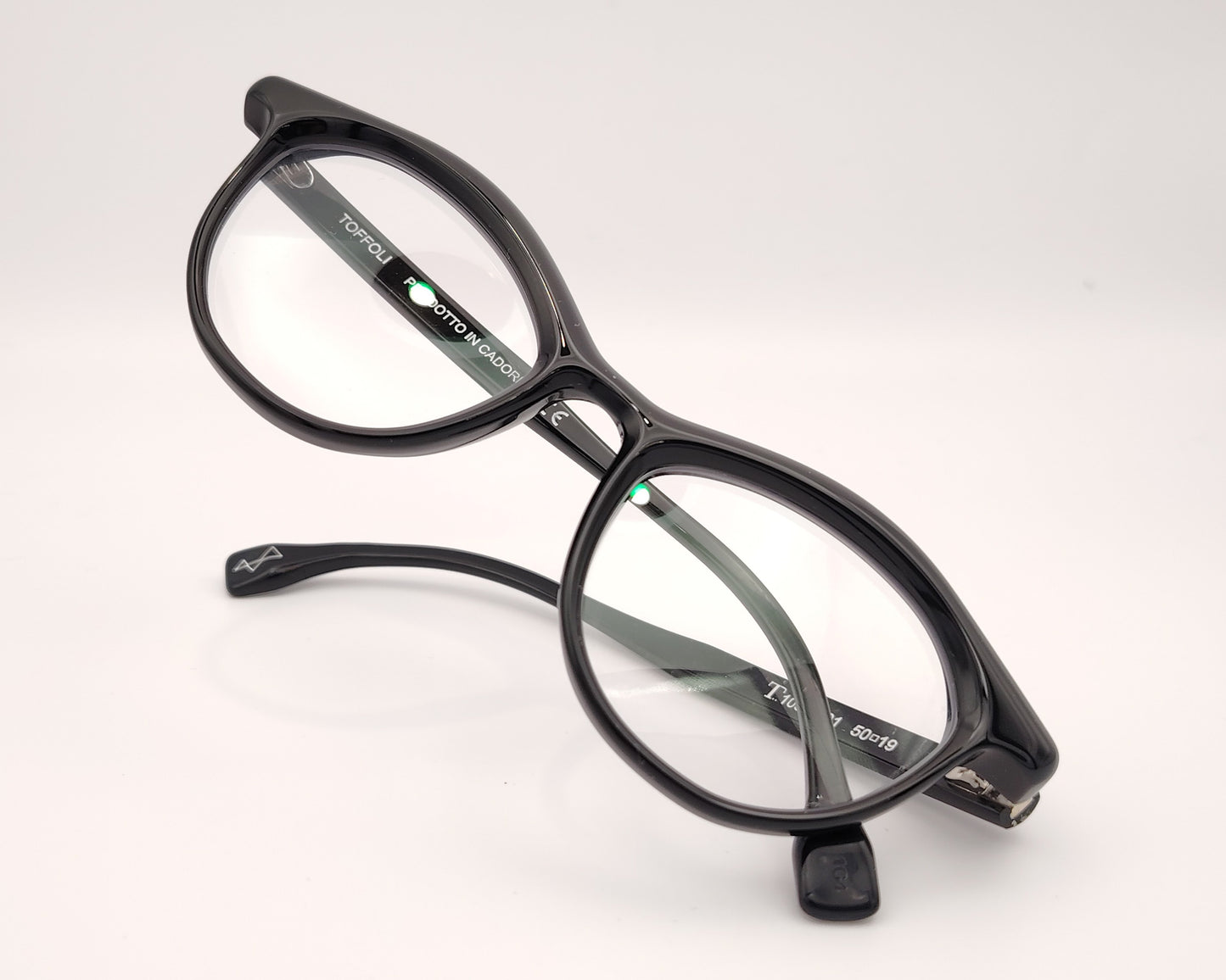 constantino toffoli t109 gafas en formato redondeado en acetato negro