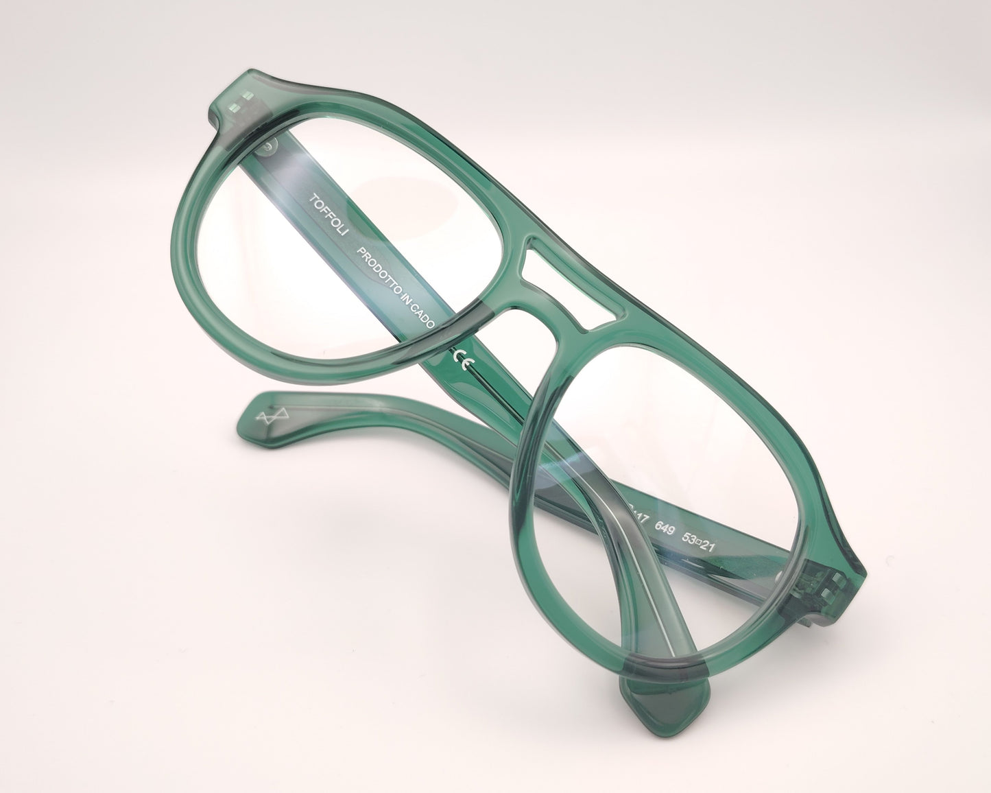gafas graduadas constantino toffoli t117 649 estilo aviador en acetato verde translúcido