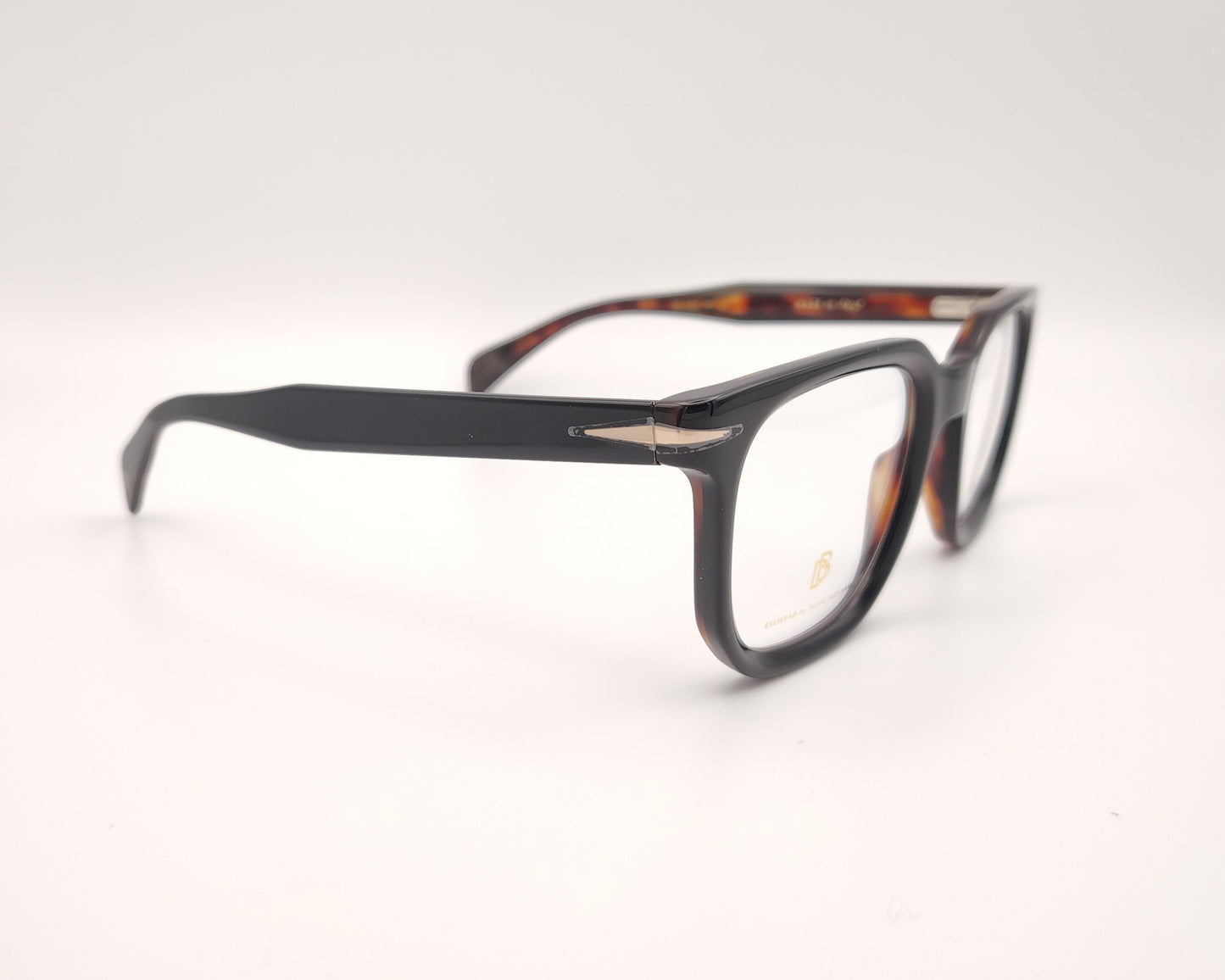 gafas de vista negras rectangulares con clip solar polarizado a juego