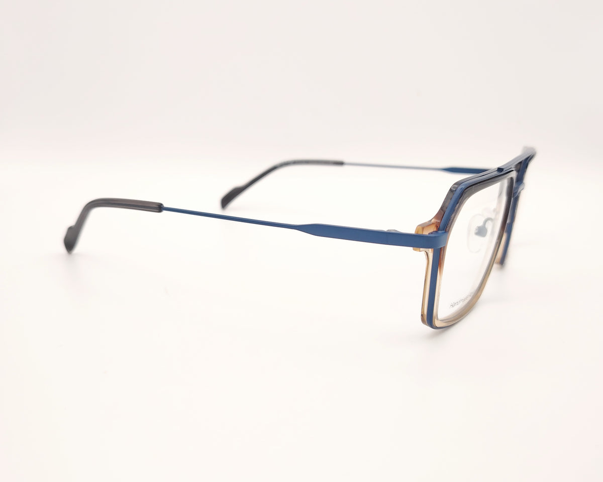 gafa dutz dz2400 45 rectangular con acetato translúcido marrón a beige y metal azul