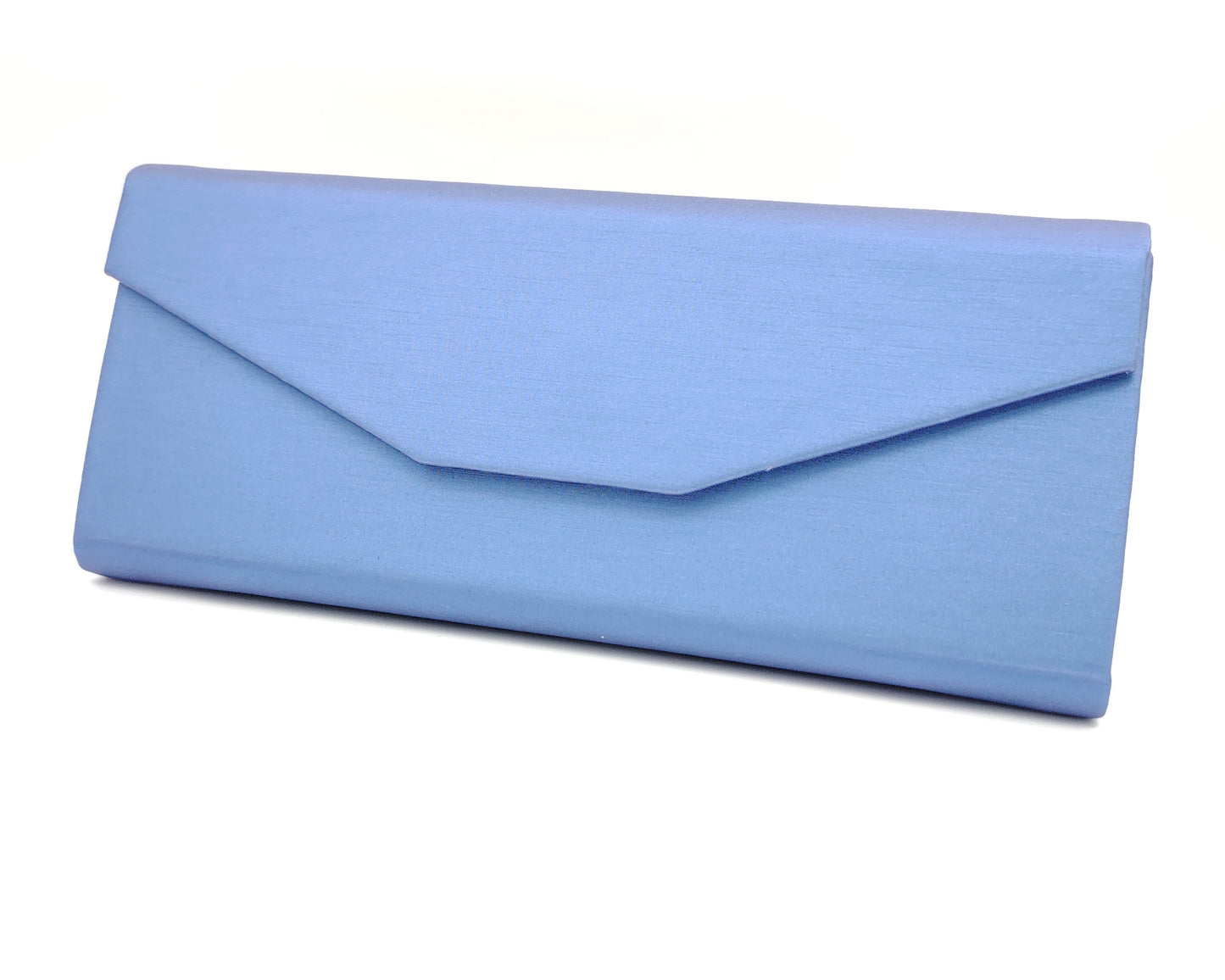 estuche plegable para gafas tipo sobre en azul con cierre magnético