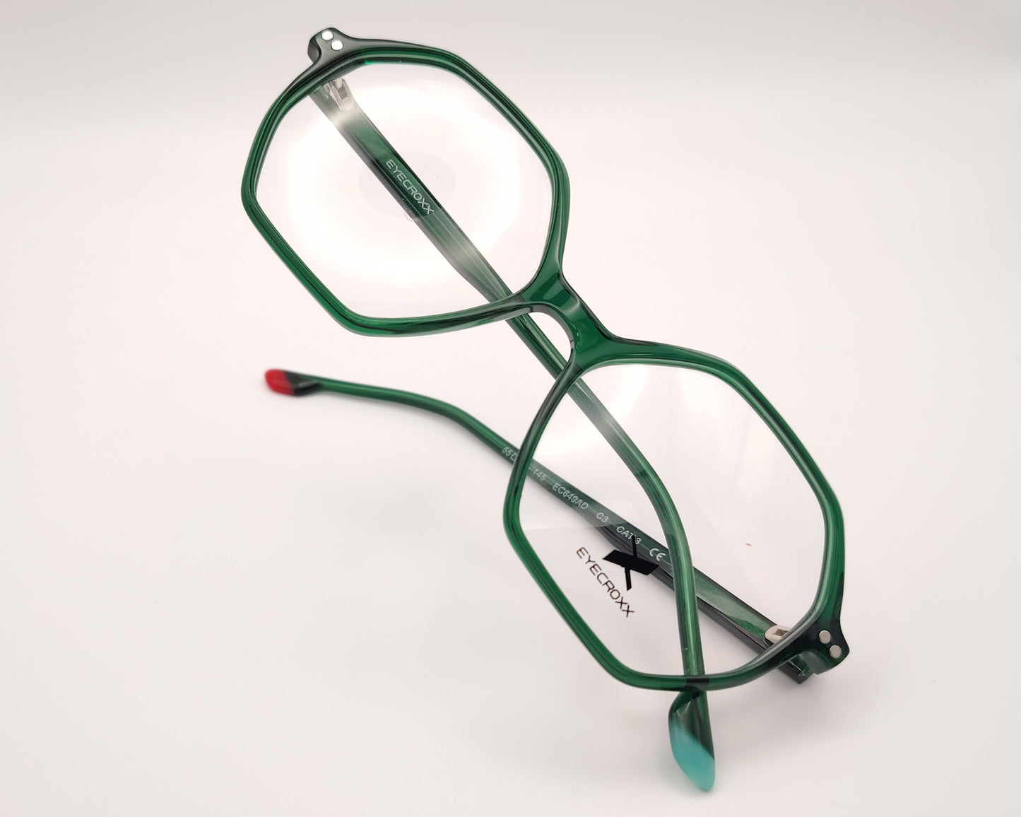 gafas eyecroxx ec649 c3 montura geométrica hexagonal verde con clip solar magnético metálico polarizado