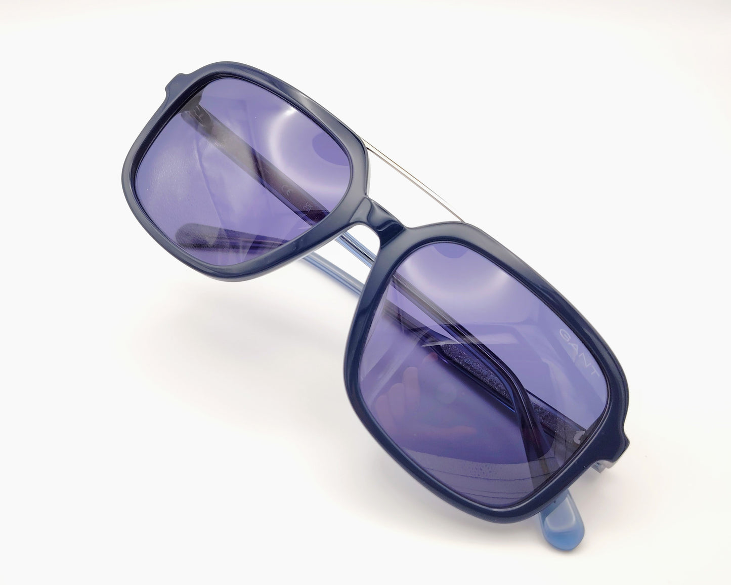gant ga00016 90v gafas de sol con montura cuadrada en acetato azul con doble puente y lentes en tono ahumado para un estilo sofisticado y actual