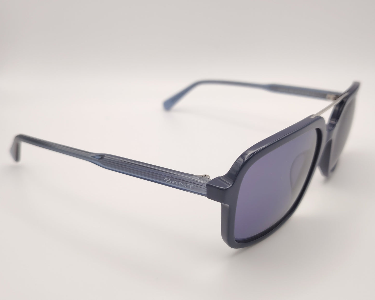 gant ga00016 90v gafas de sol con montura cuadrada en acetato azul con doble puente y lentes en tono ahumado para un estilo sofisticado y actual