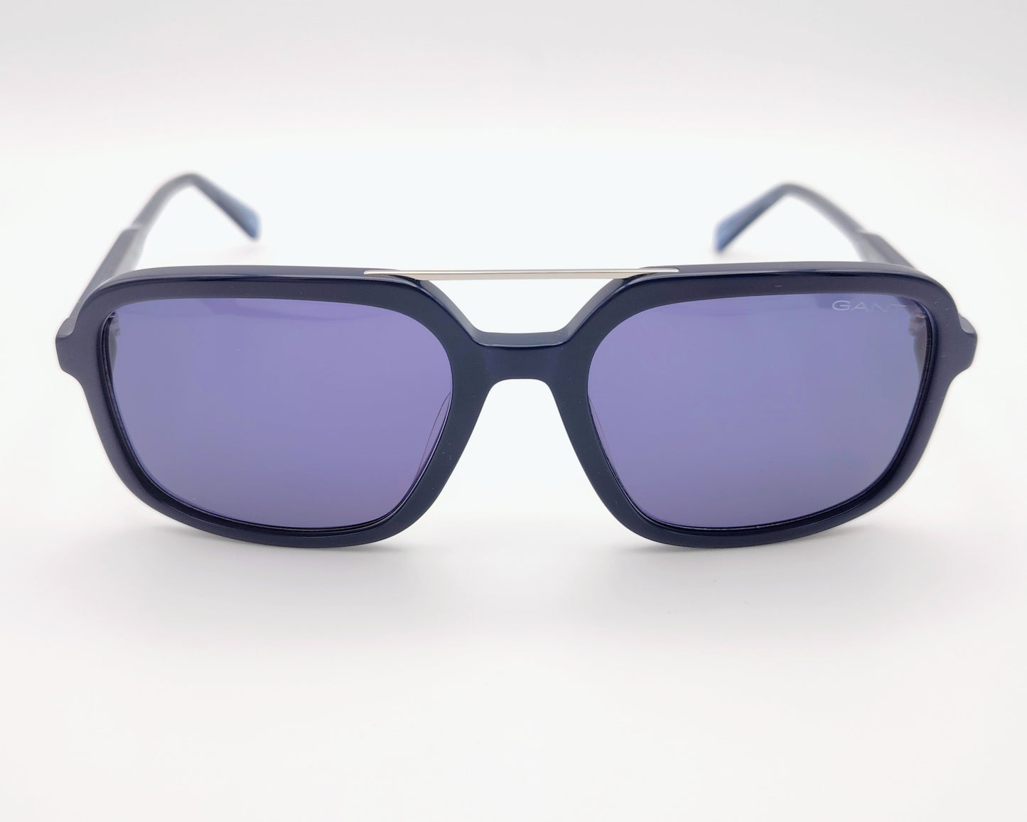 gant ga00016 90v gafas de sol con montura cuadrada en acetato azul con doble puente y lentes en tono ahumado para un estilo sofisticado y actual