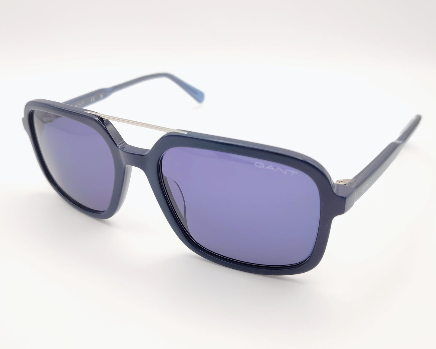 gant ga00016 90v gafas de sol con montura cuadrada en acetato azul con doble puente y lentes en tono ahumado para un estilo sofisticado y actual