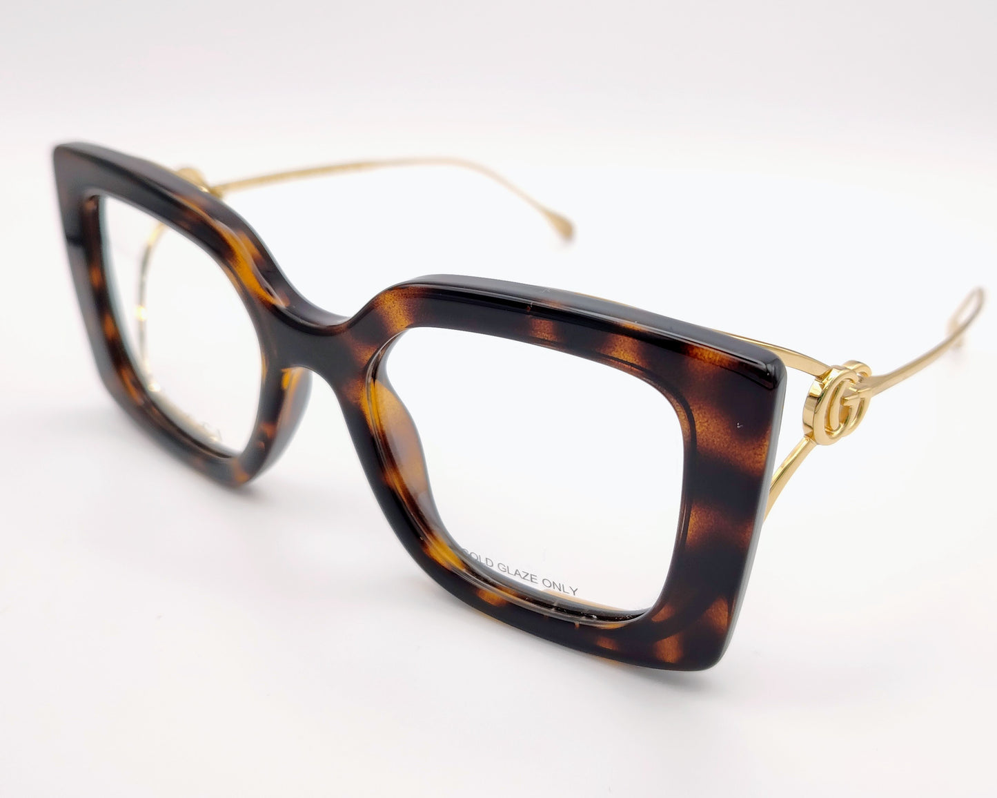 gucci gg1567o 002 gafas de pasta de forma cuadrada en color habana con varillas metálicas con logo gg