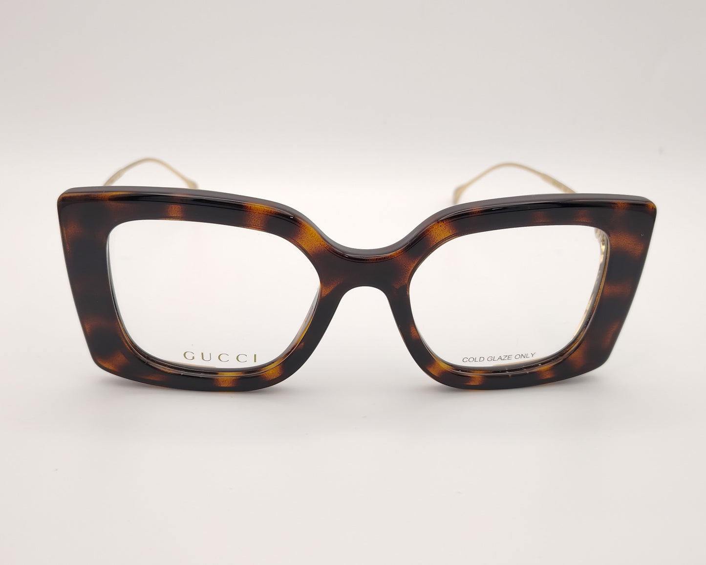 gucci gg1567o 002 gafas de pasta de forma cuadrada en color habana con varillas metálicas con logo gg
