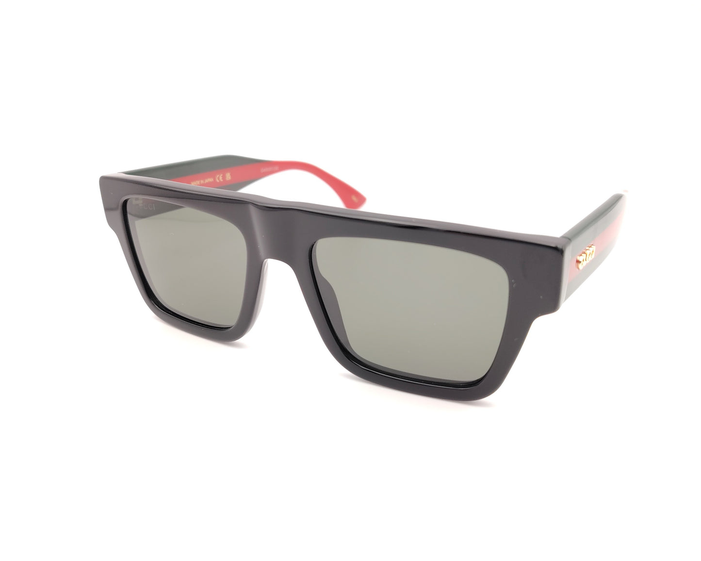 gafas de sol gucci gg1868s 001 cuadradas en acetato negro con detalle dorado en varilla