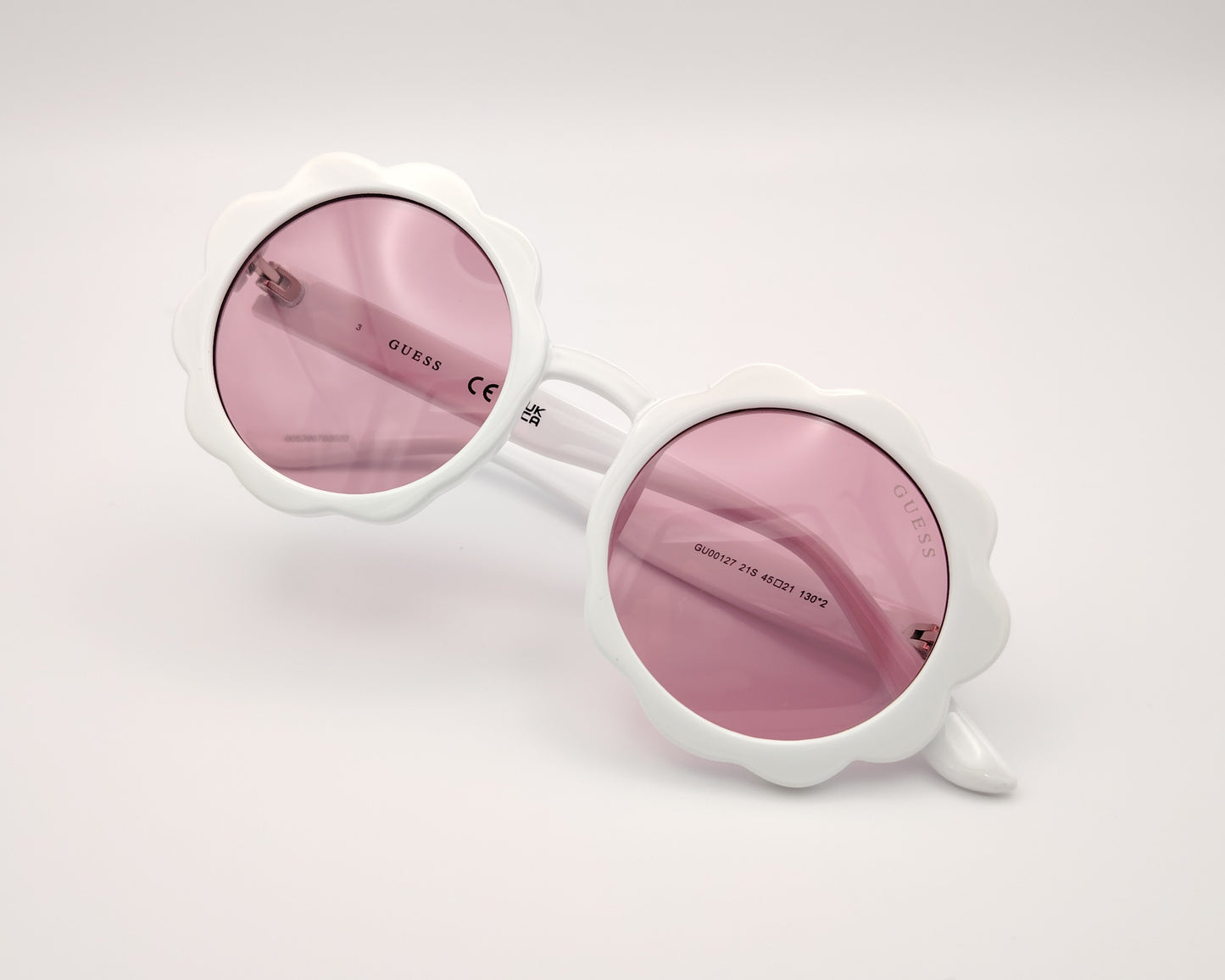 gafas de sol para niña guess gu00127 21s de pasta en forma de flor montura blanca con lentes rosas estilo divertido y juvenil
