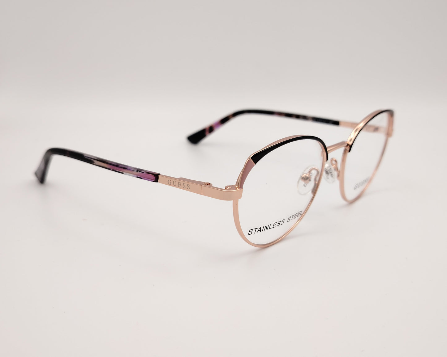 gafas metálicas guess gu8273 028 para niños con detalles en negro y rosa