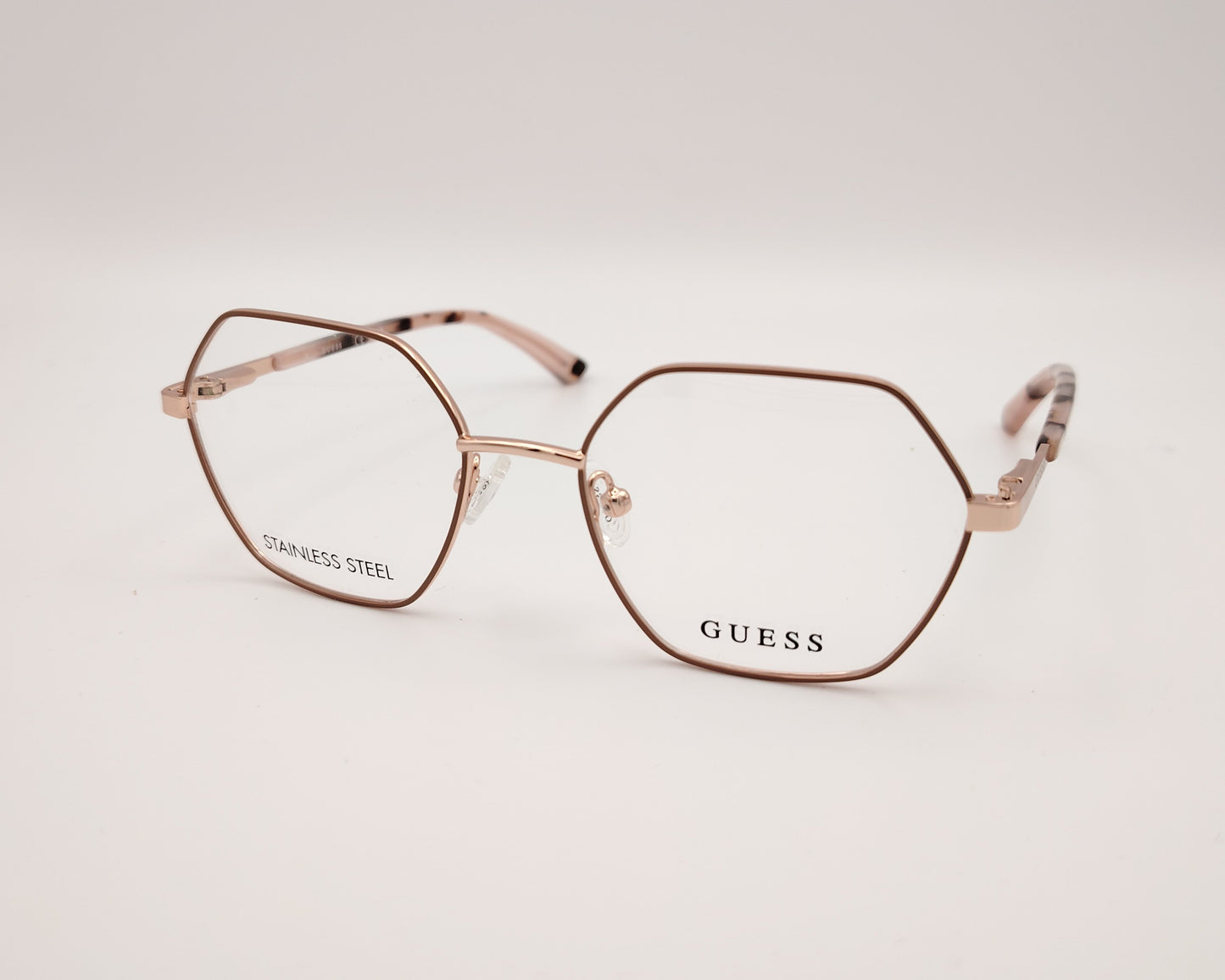 gafas guess gu 8275 059 metálicas para niños diseño geométrico dorado rosado con lacado beige