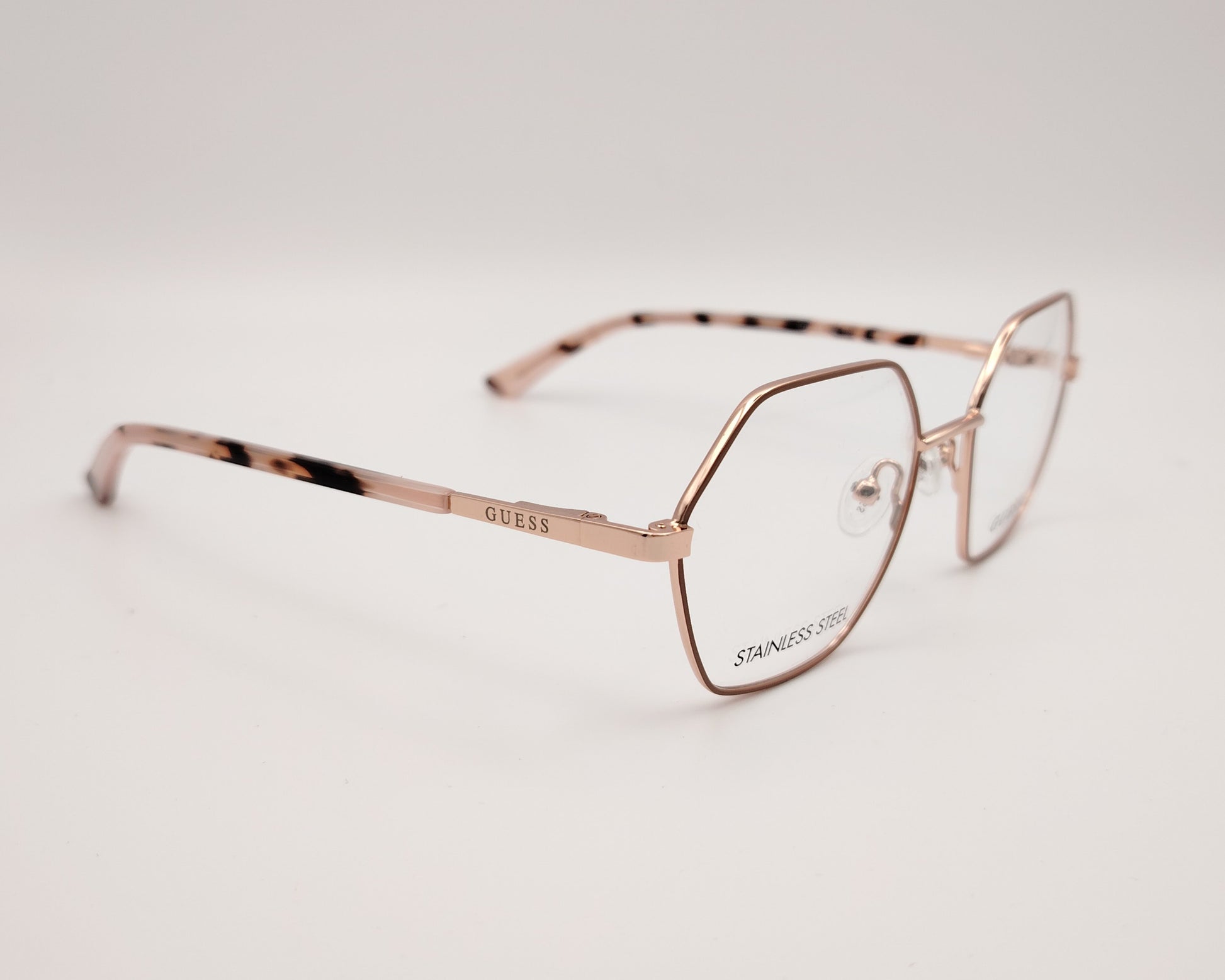 gafas guess gu 8275 059 metálicas para niños diseño geométrico dorado rosado con lacado beige