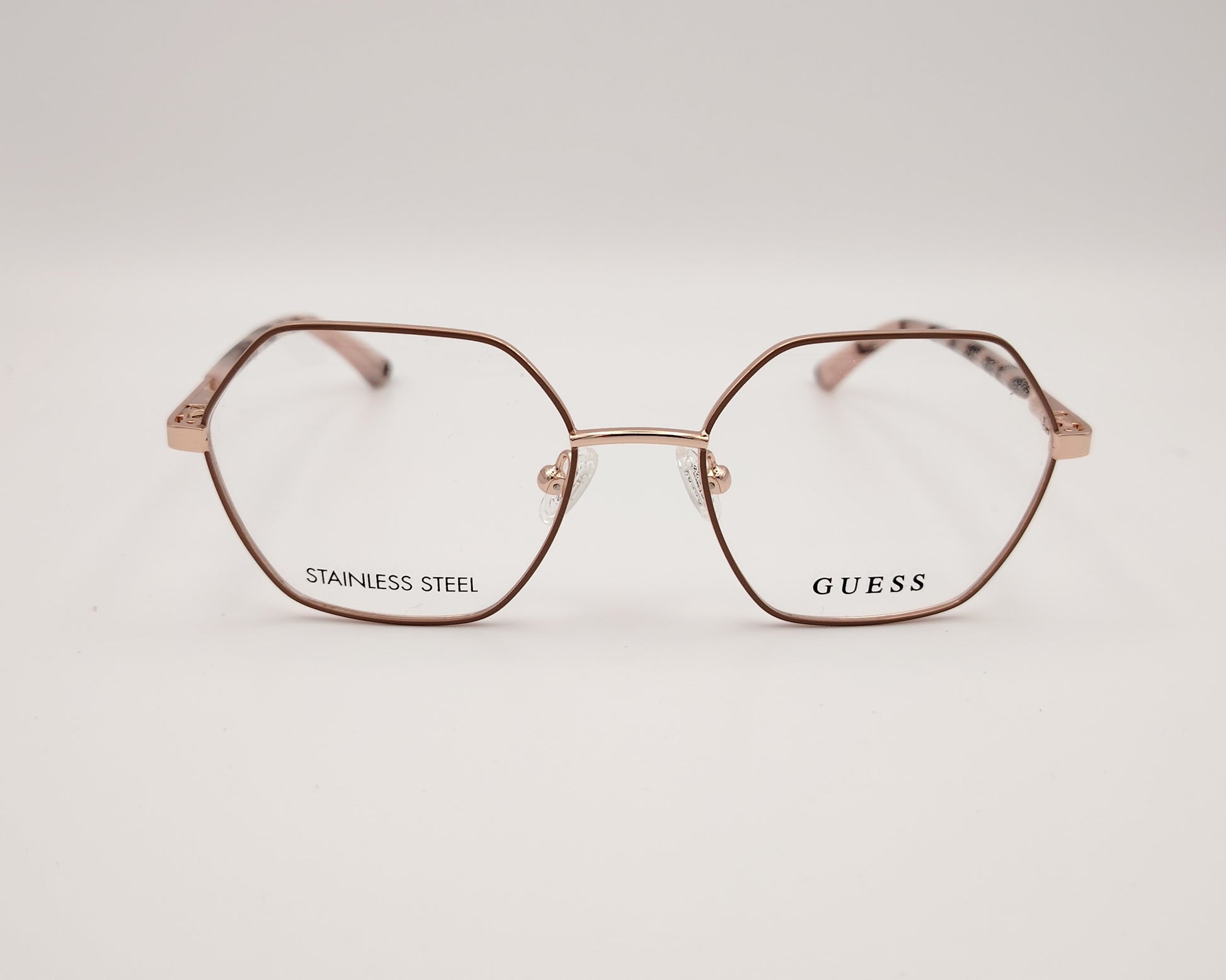 gafas guess gu 8275 059 metálicas para niños diseño geométrico dorado rosado con lacado beige