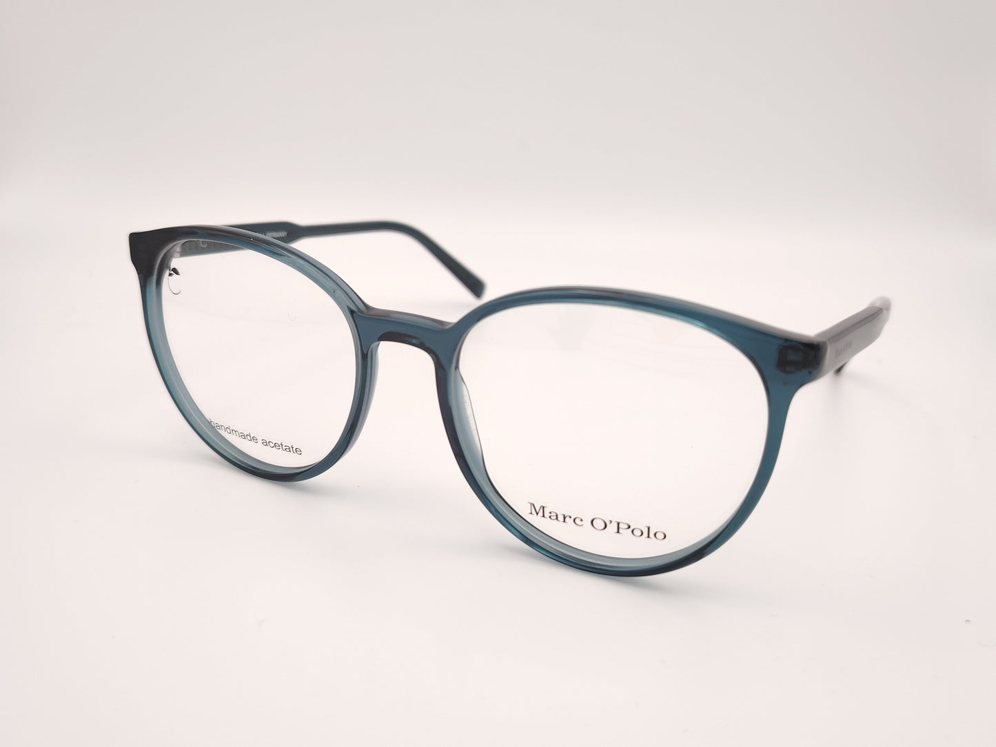 gafas redondas de acetato en azul traslúcido