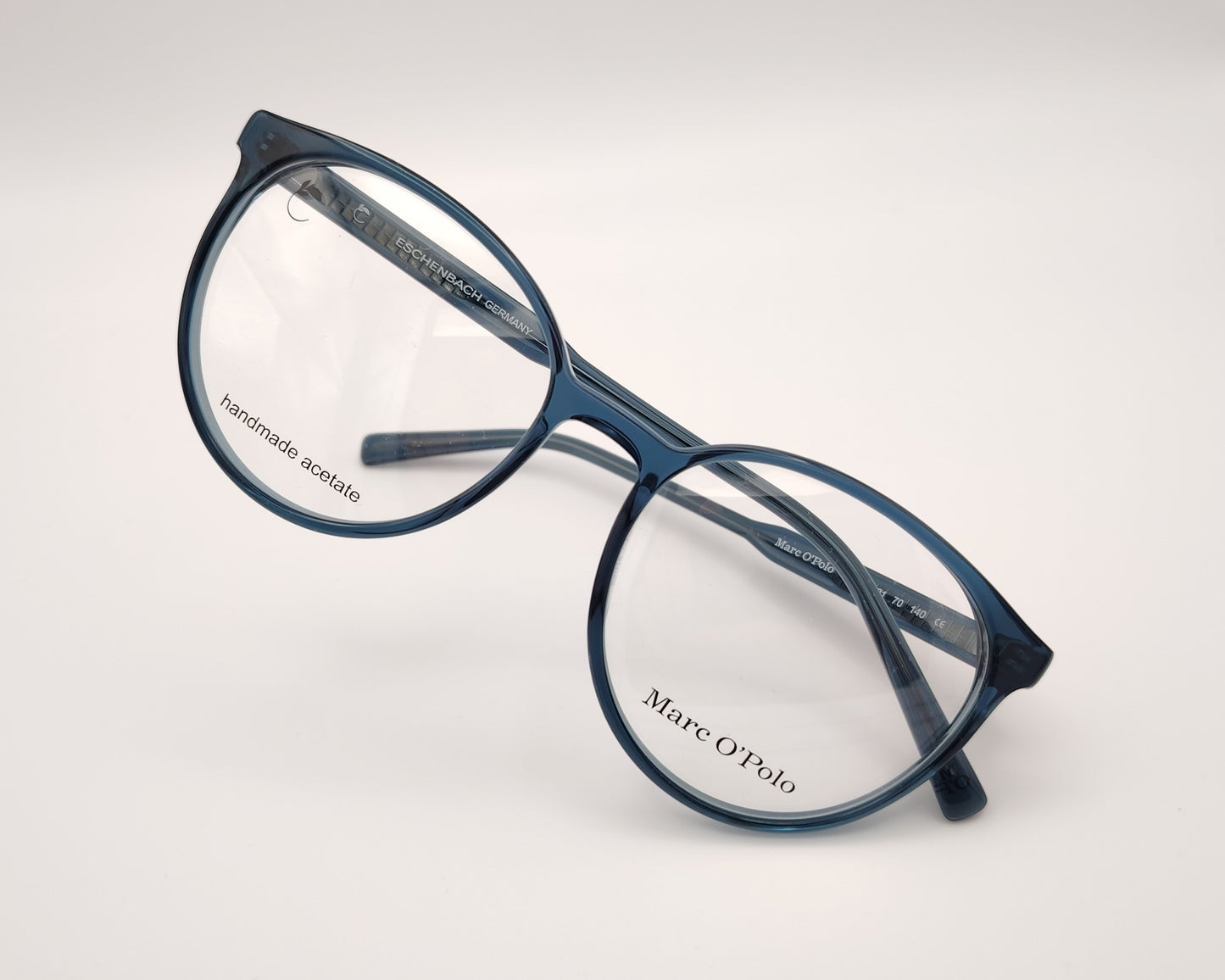 marc o’polo 503221 70 gafas de vista con montura de acetato en azul transparente diseño redondeado de inspiración retro con un toque contemporáneo, ideales para un estilo casual y sofisticado