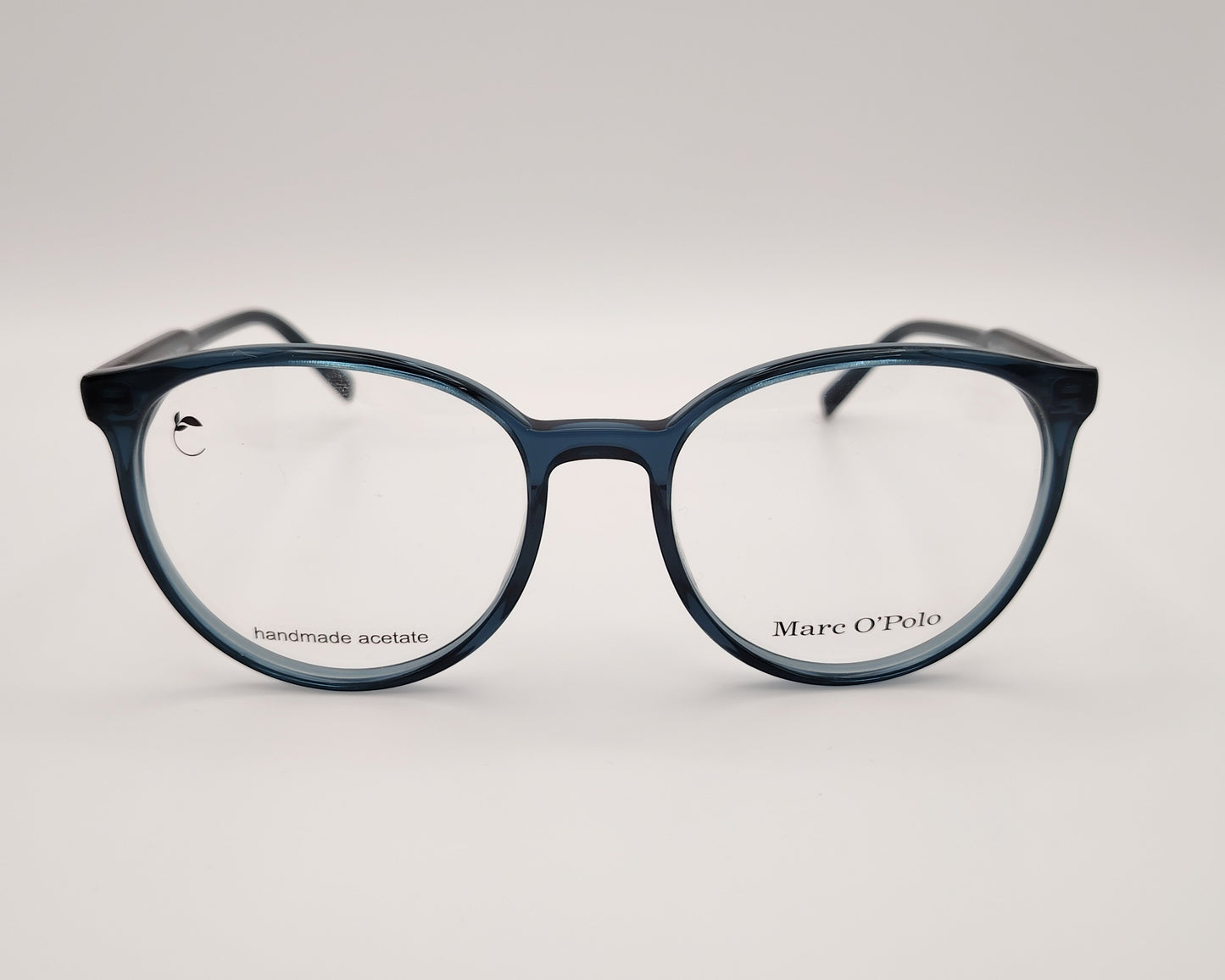 marc o’polo 503221 70 gafas de vista con montura de acetato en azul transparente diseño redondeado de inspiración retro con un toque contemporáneo, ideales para un estilo casual y sofisticado