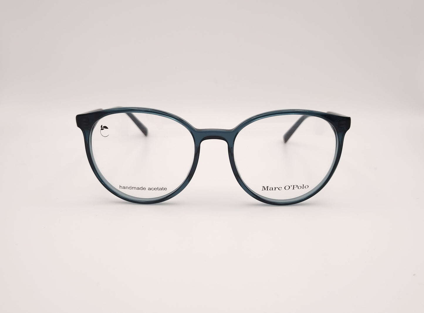 gafas redondas de acetato en azul traslúcido