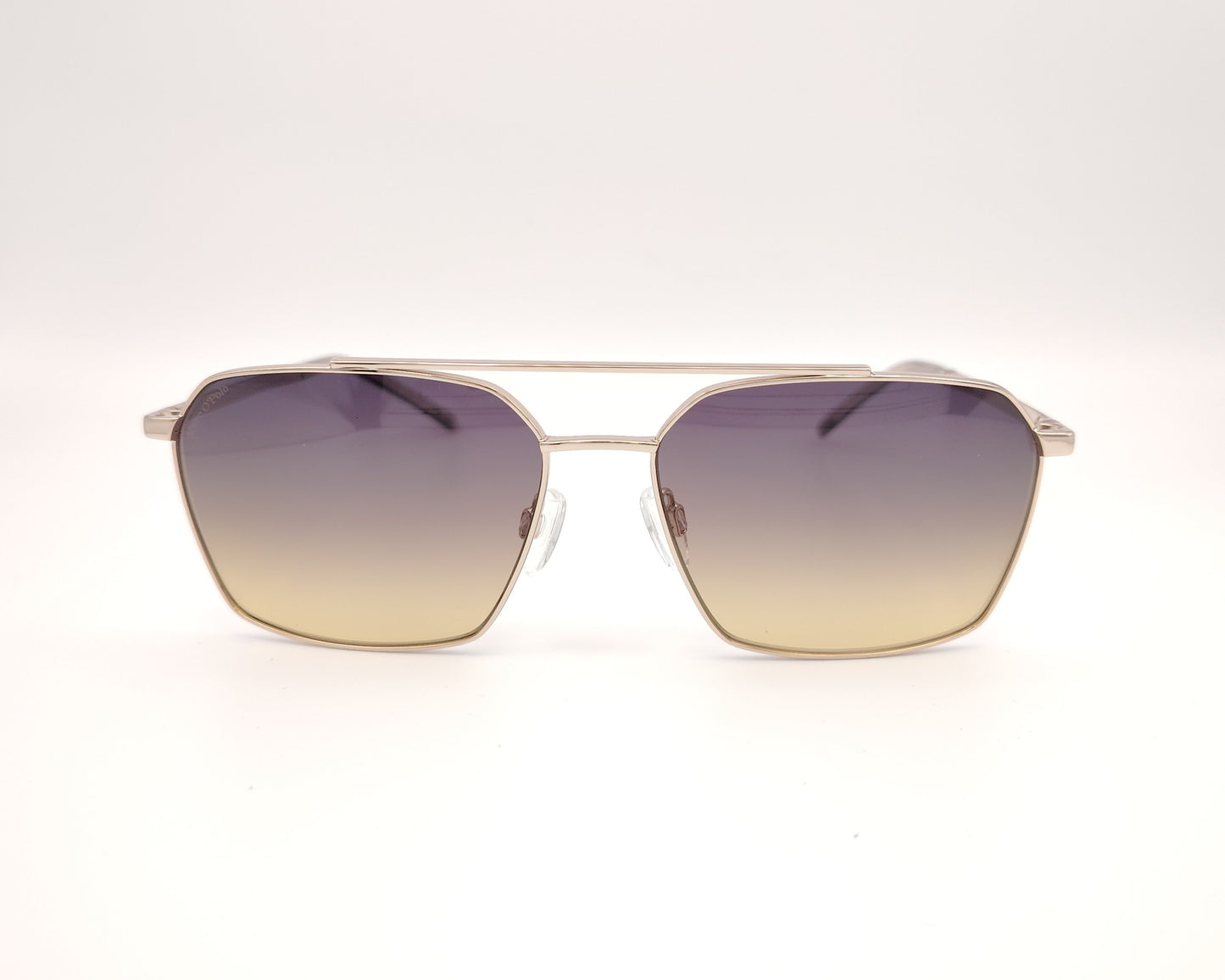 gafas de sol marc o’polo 505119 20 3038 cuadradas metal dorado con doble puente y lentes degradadas