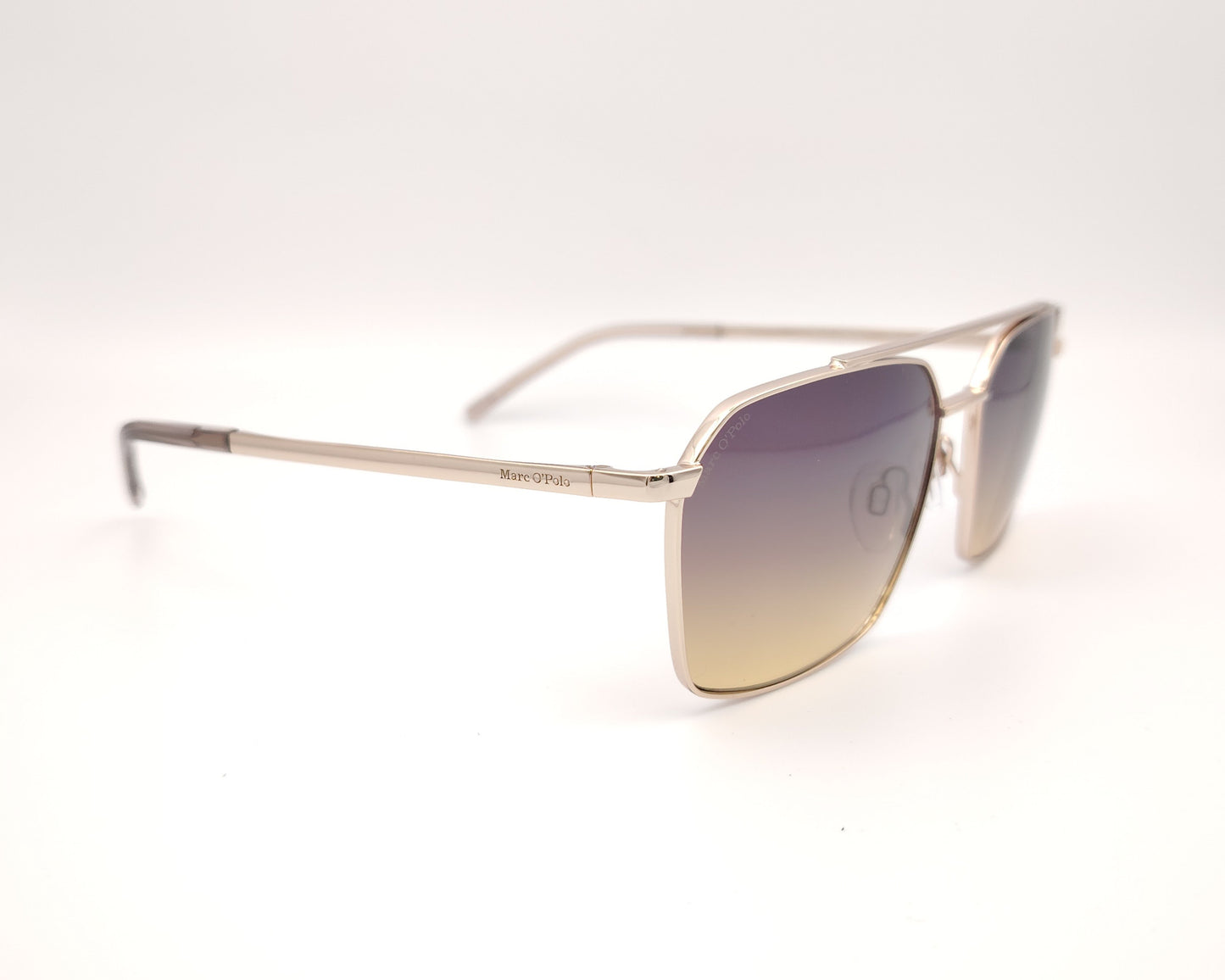 gafas de sol marc o’polo 505119 20 3038 cuadradas metal dorado con doble puente y lentes degradadas