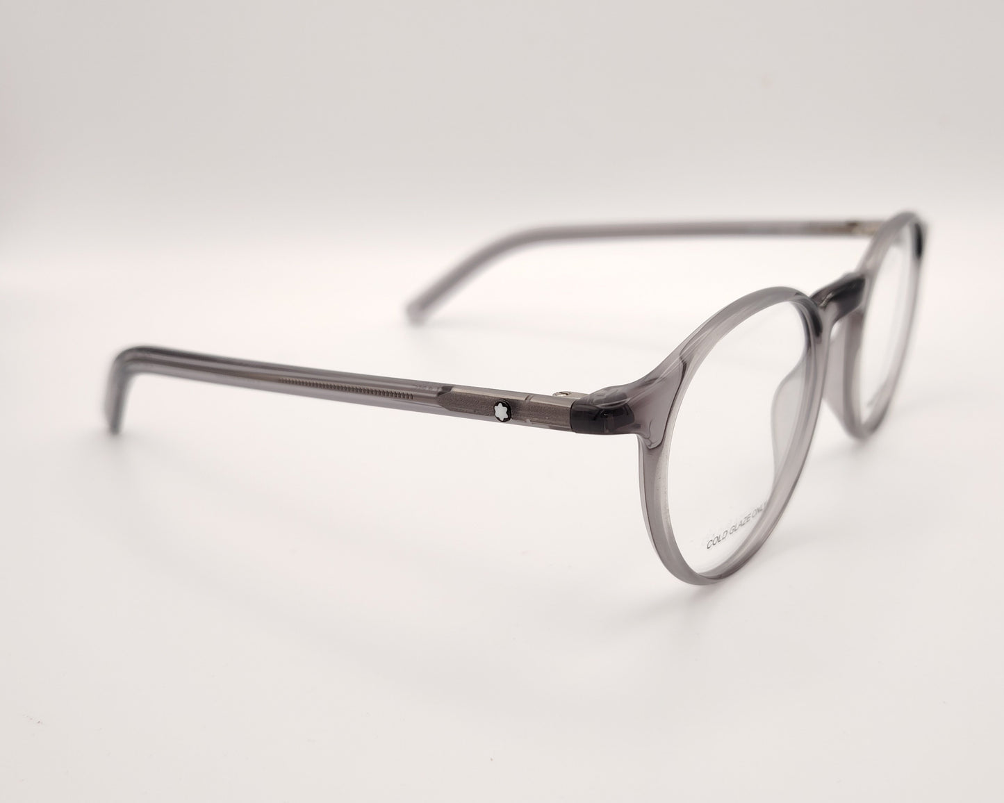 gafas montblanc de pasta redonda en color gris ahumado traslúcido