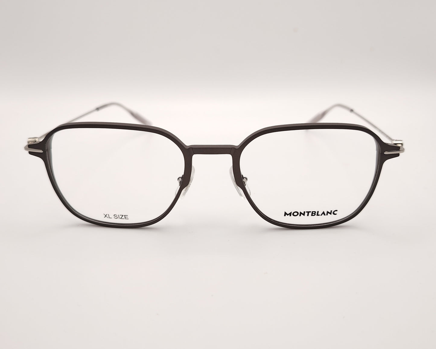 gafas montblanc de aluminio gris oscuro con forma aviador y varillas metálicas finas hechas en japón