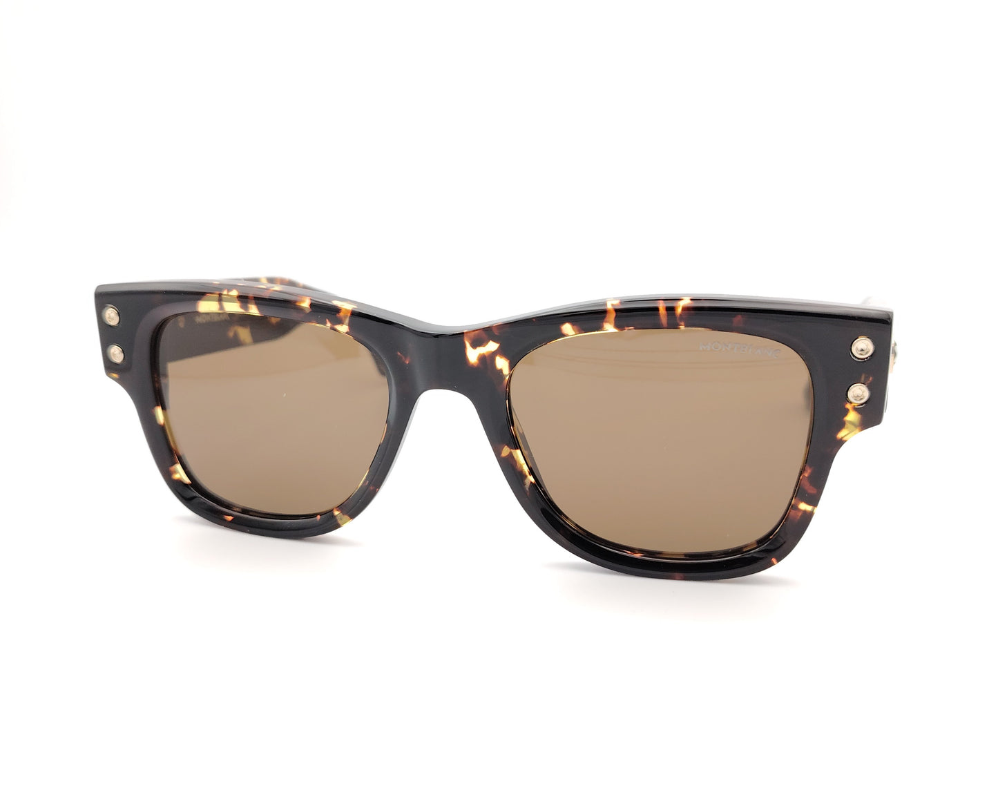 gafas de sol montblanc con montura carey gruesa y lentes marrones oscuras
