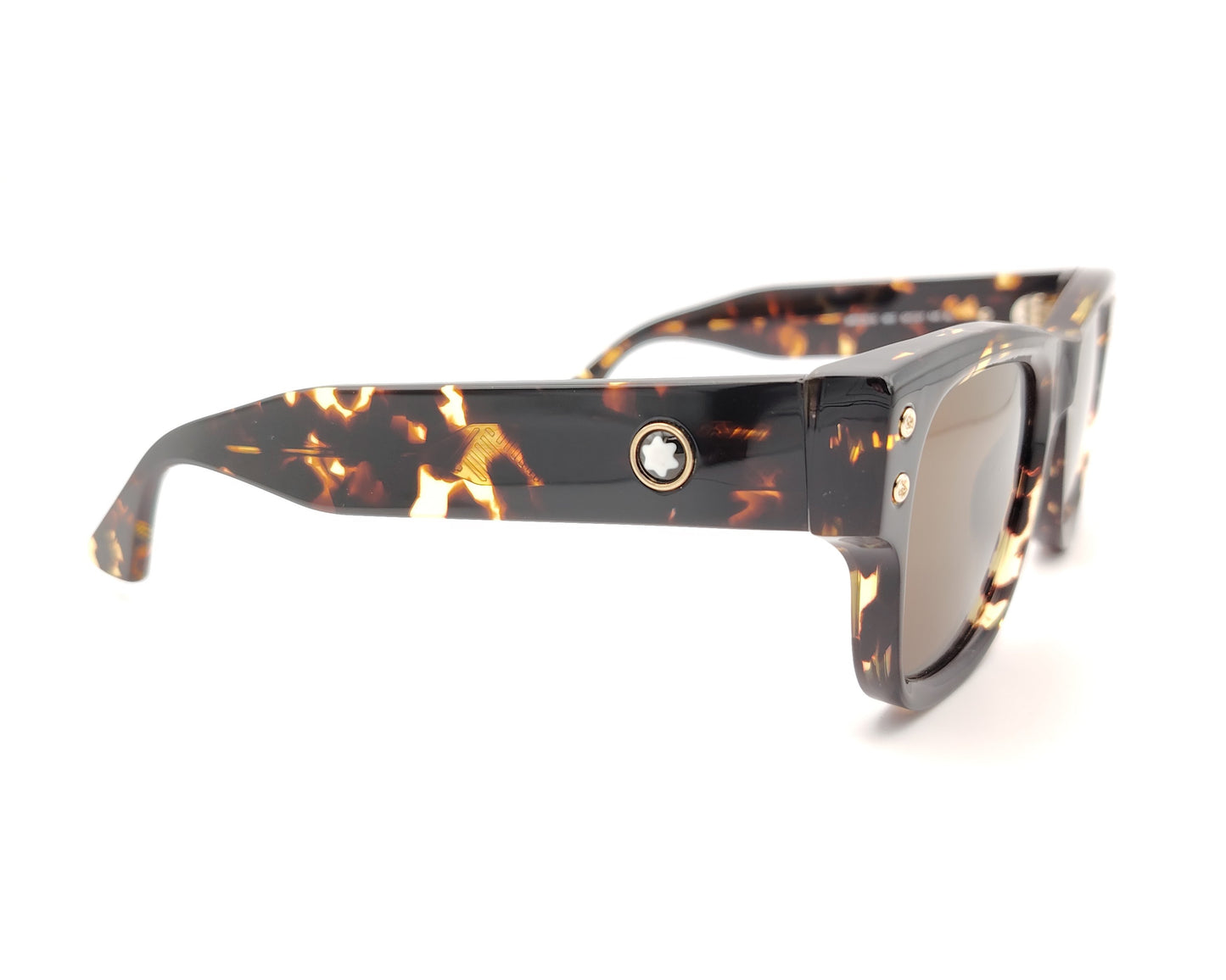 gafas de sol montblanc con montura carey gruesa y lentes marrones oscuras