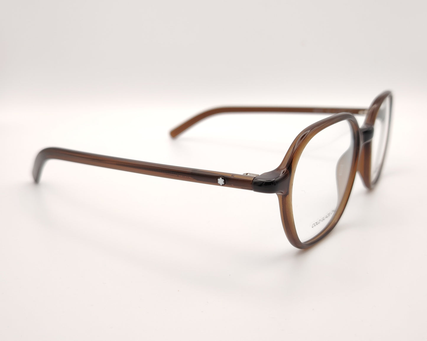 gafas montblanc de acetato en marrón con forma hexagonal redondeada