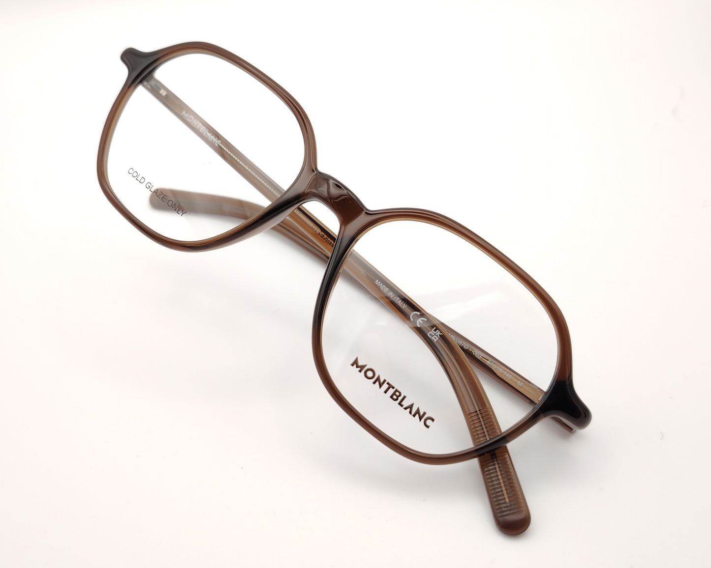gafas montblanc de acetato en marrón con forma hexagonal redondeada