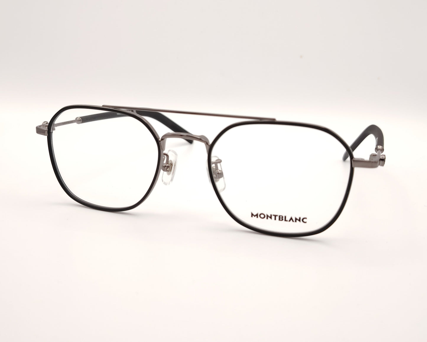 gafas montblanc metálicas de forma rectangular con doble puente y varillas negras