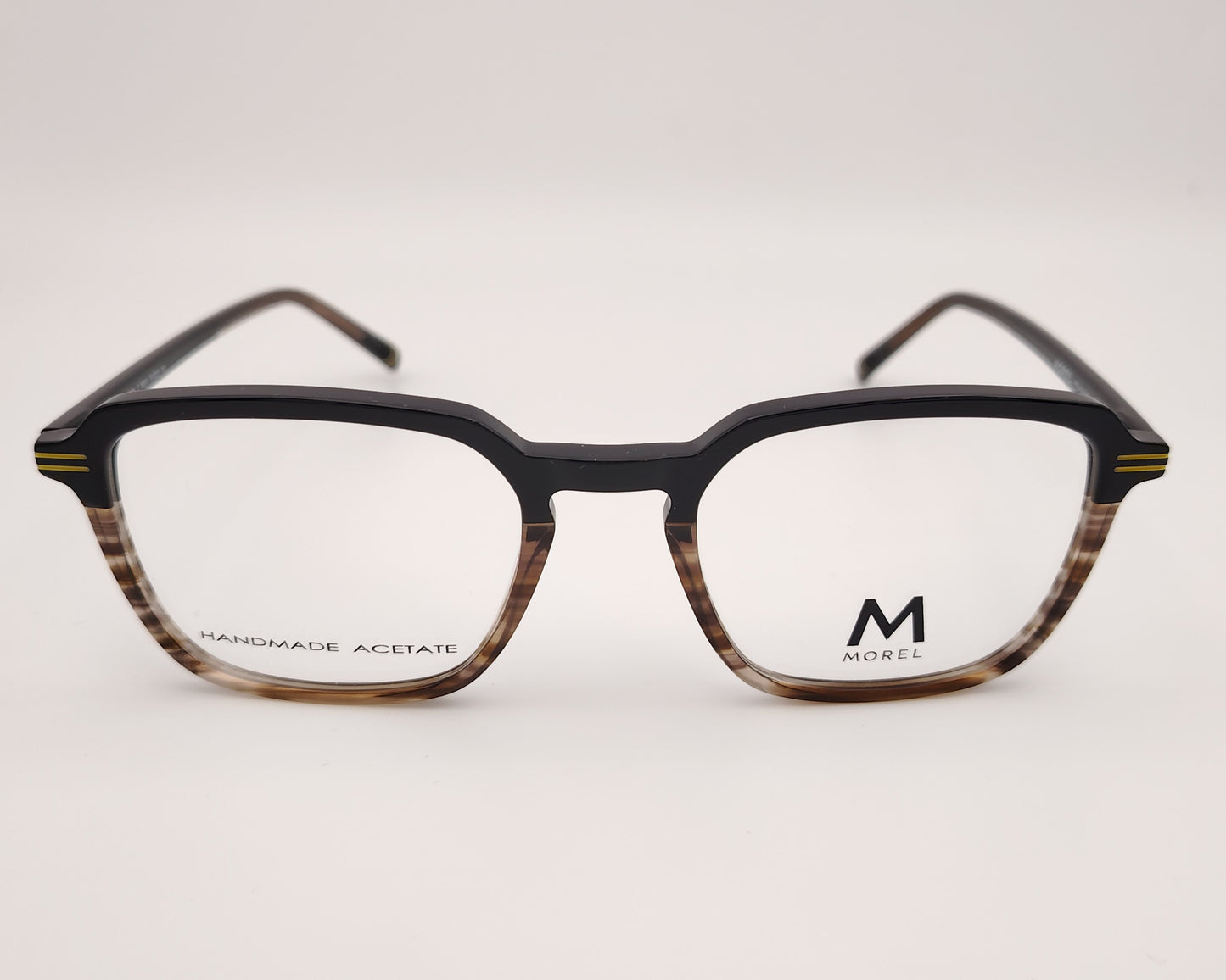 morel celadon 2 nm04 gafas de acetato en formato cuadrado colores negro y habana con detalles en amarillo