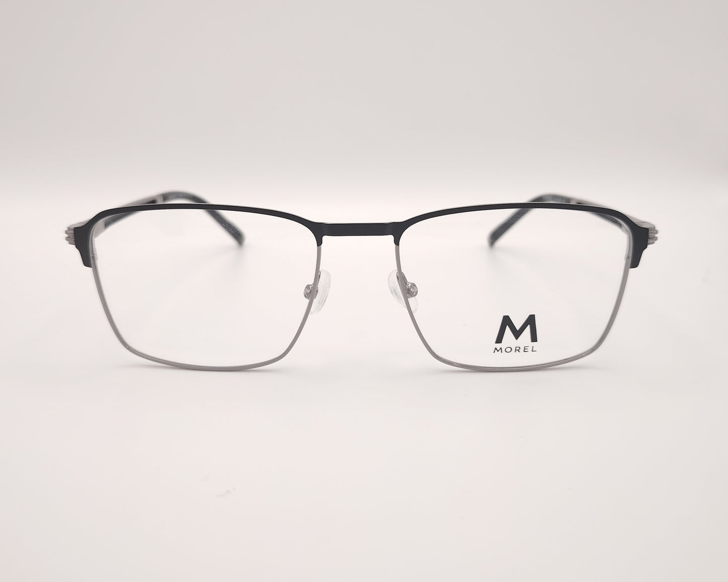 gafas graduadas morel schubert rectangulares metálicas en plata y negro