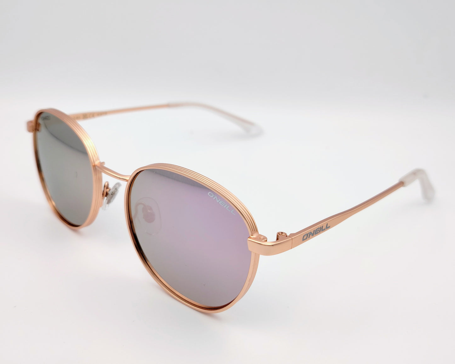 o neill ons 9013 072p gafas redondas de metal dorado rosa mate y cristales polarizados en espejo malva