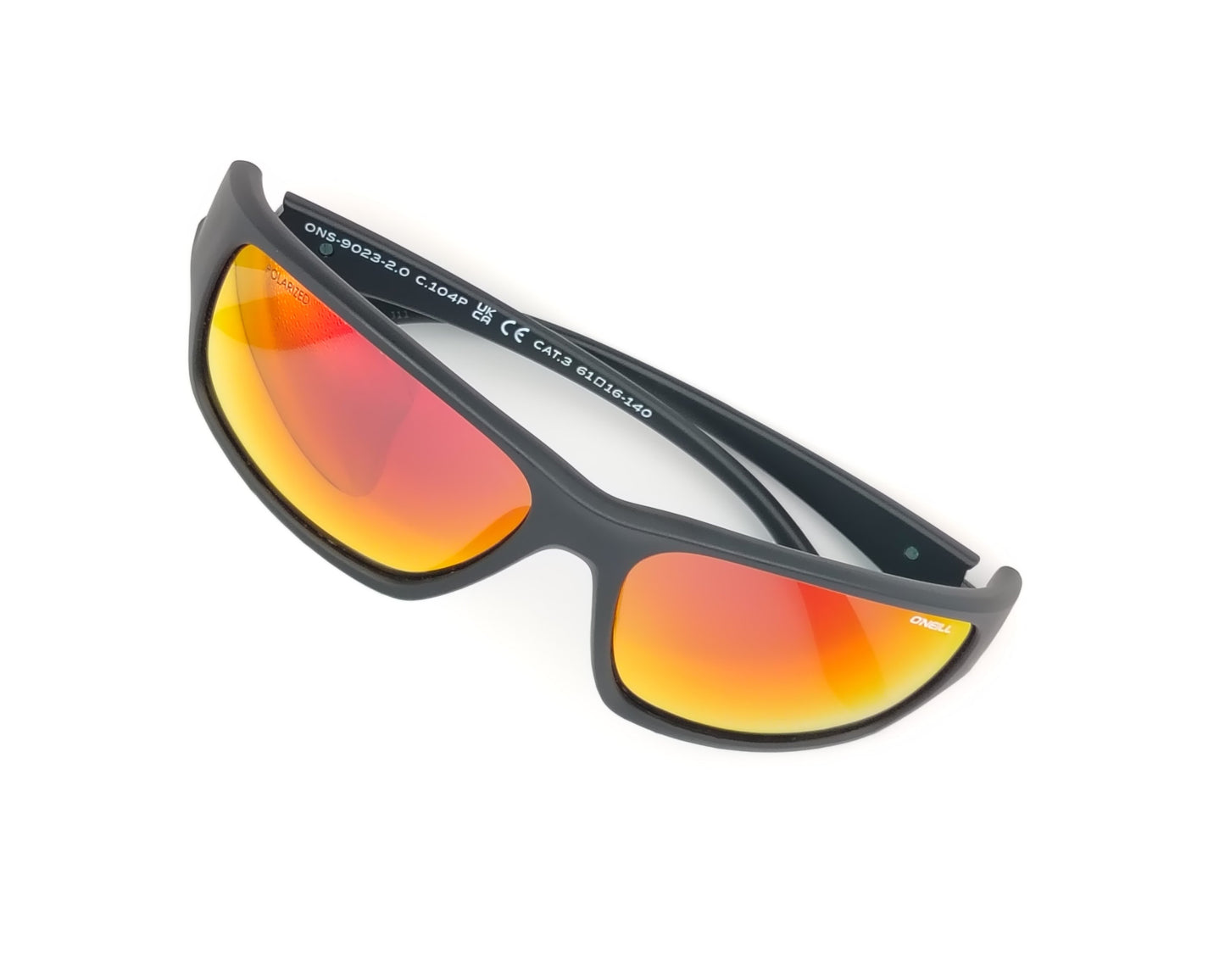 o´neill ons 9023 gafas de pasta envolventes en color negro mate con los cristales polarizados con espejo fuego