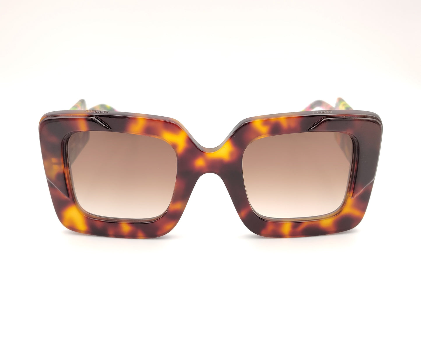 gafas de sol paname donna c5 cuadradas carey con varillas multicolor y lentes degradadas marrones
