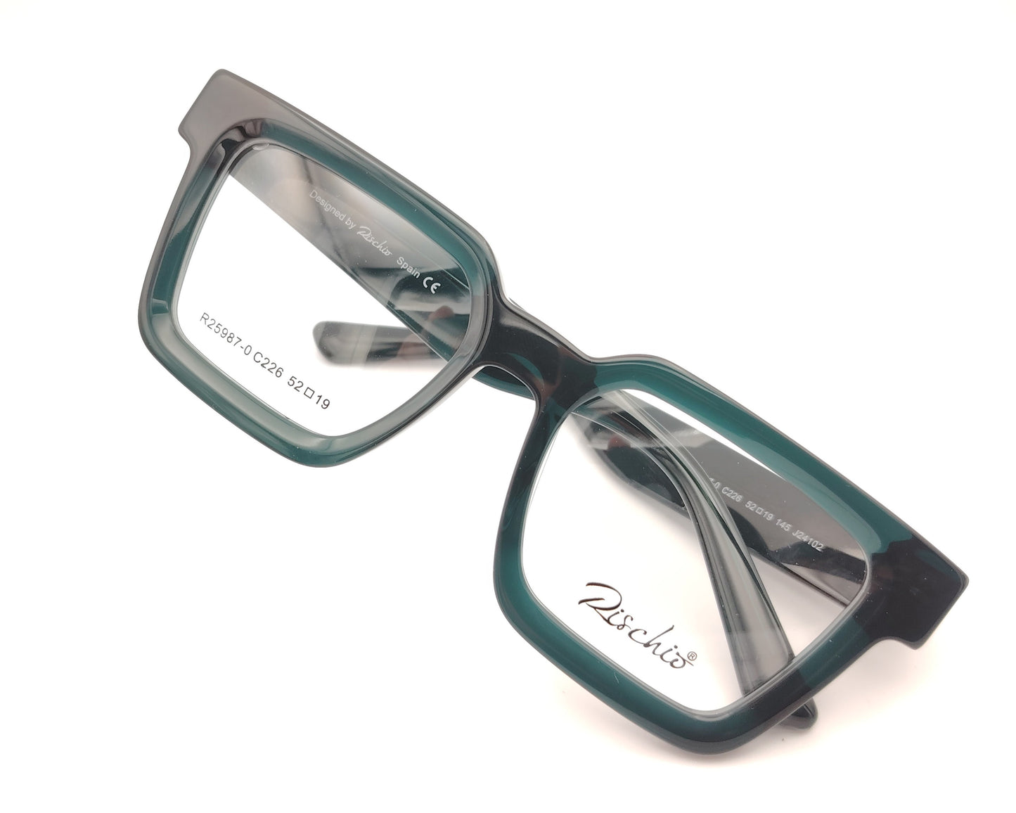 gafas cuadradas de acetato grueso en color verde oscuro