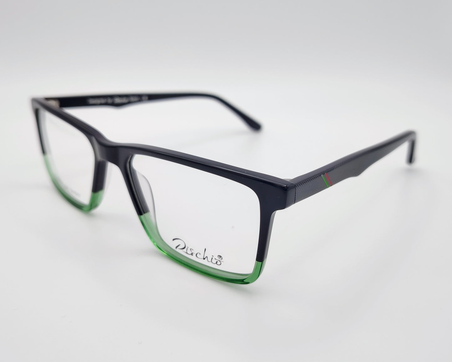 gafas de graduado rischio r26068 c06, de acetato en color negro en la parte superior y verde en la inferior, de forma rectangular, ligera y cómoda