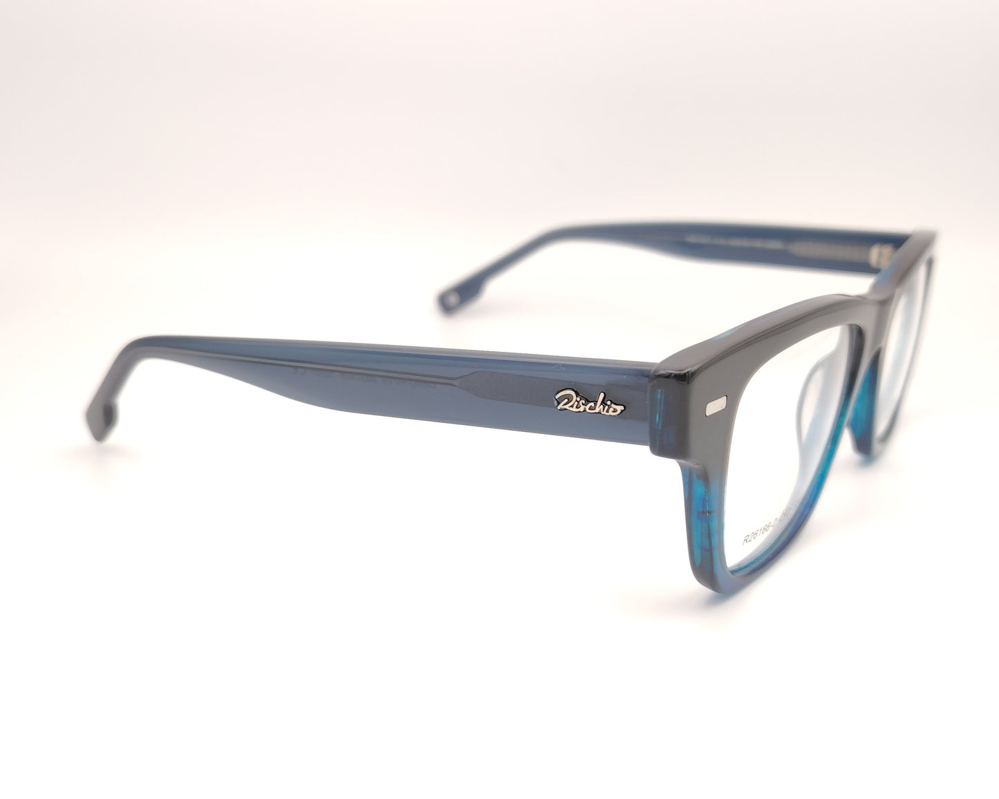 gafas de formato cuadrado en acetado bicolor negro y azul