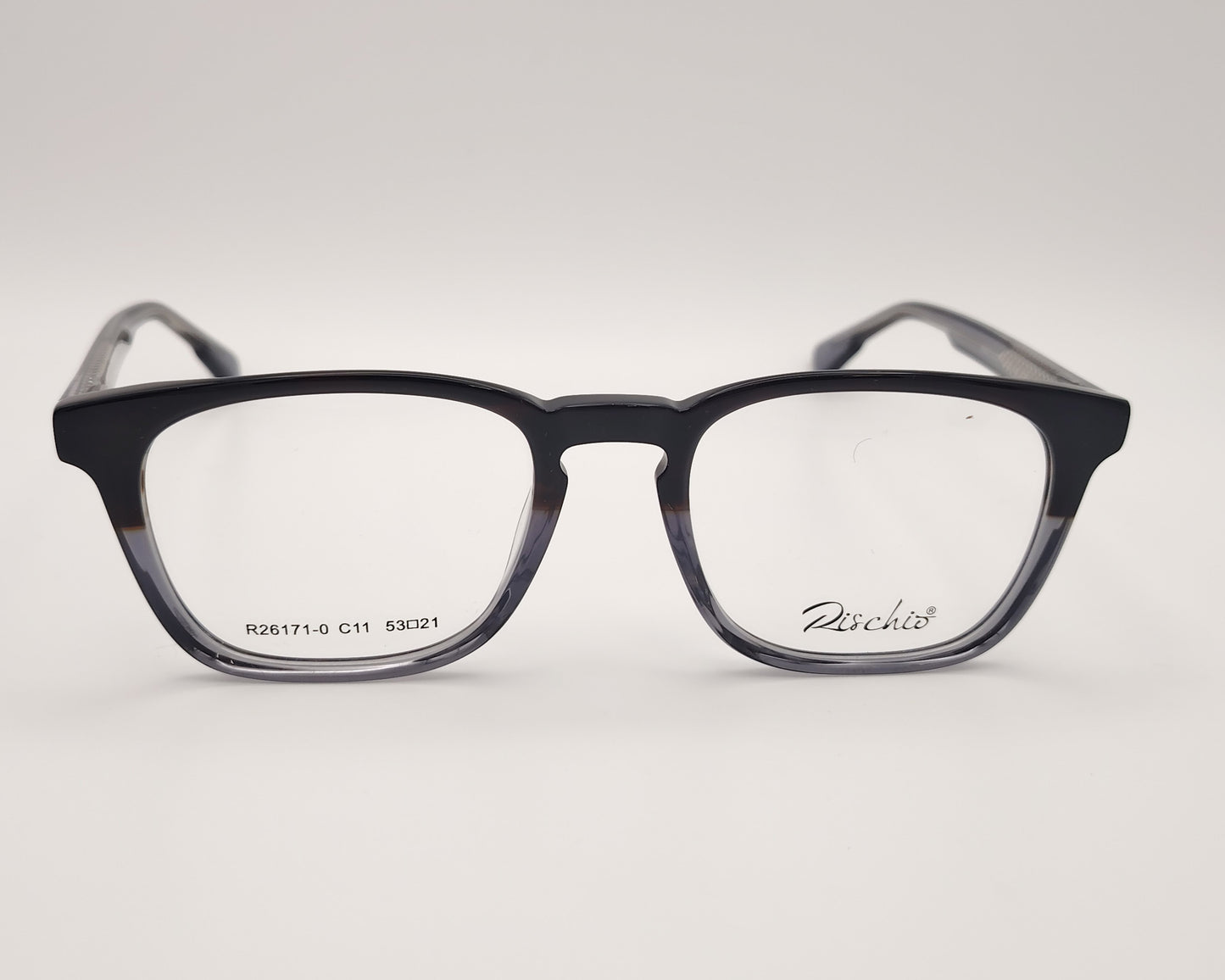 gafa graduada rischio r26171 c11, unisex rectangular de acetato en color habana oscuro en la parte superior y gris transparente en la inferior