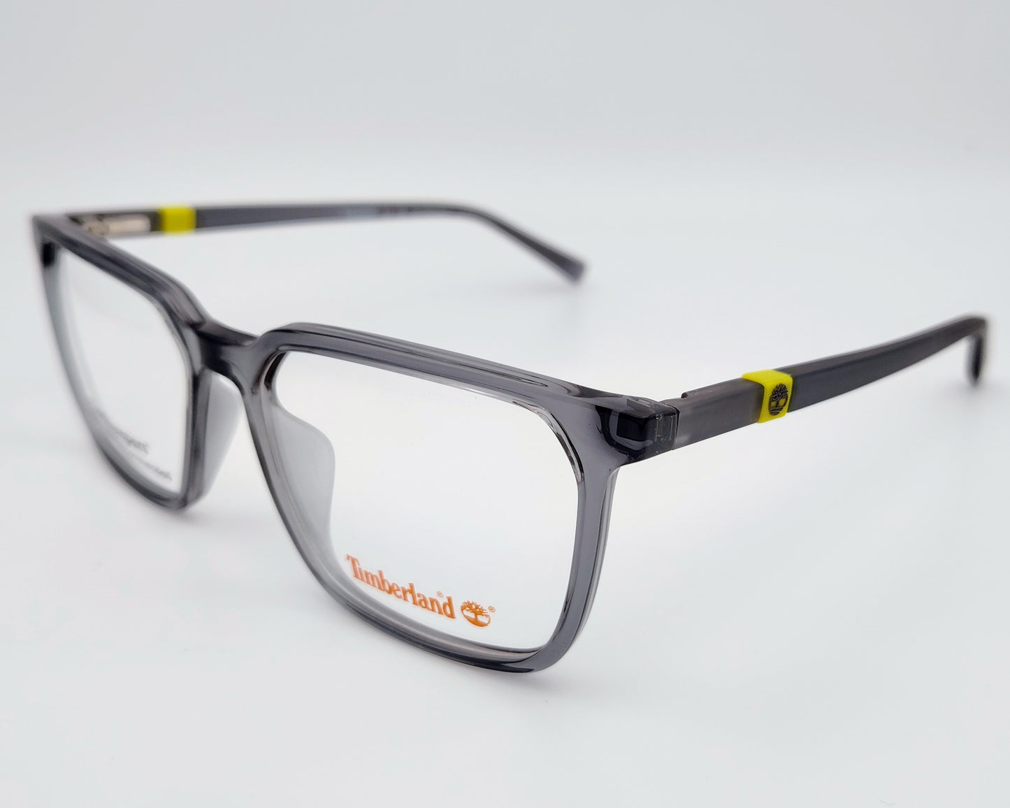 timberland tb1819h 020 gafas en formato cuadrado de acetato en color gris con detalles en amarillo verdoso en las varillas