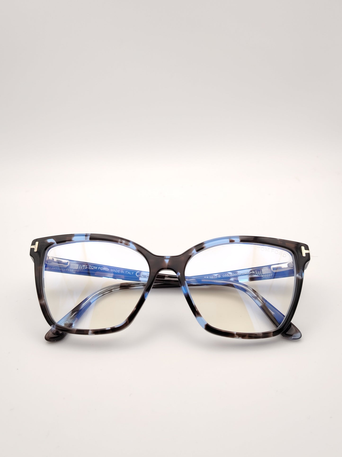 gafas tom ford cat eye de pasta jaspeada en azul y negro