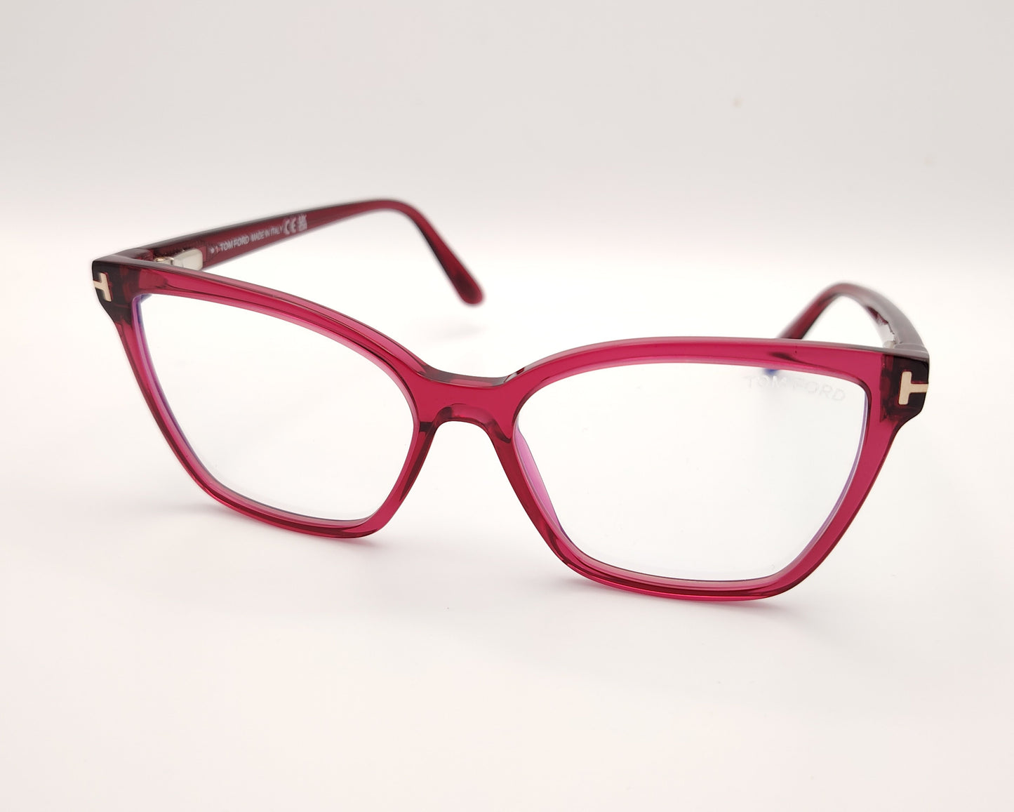 gafas tom ford cat eye de pasta semitransparente en tono frambuesa