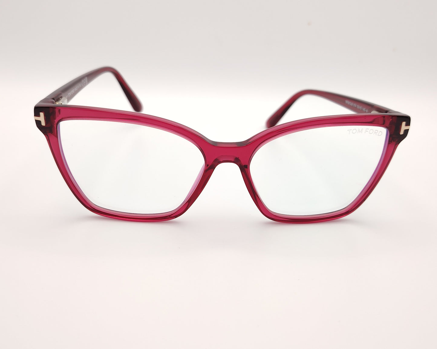gafas tom ford cat eye de pasta semitransparente en tono frambuesa