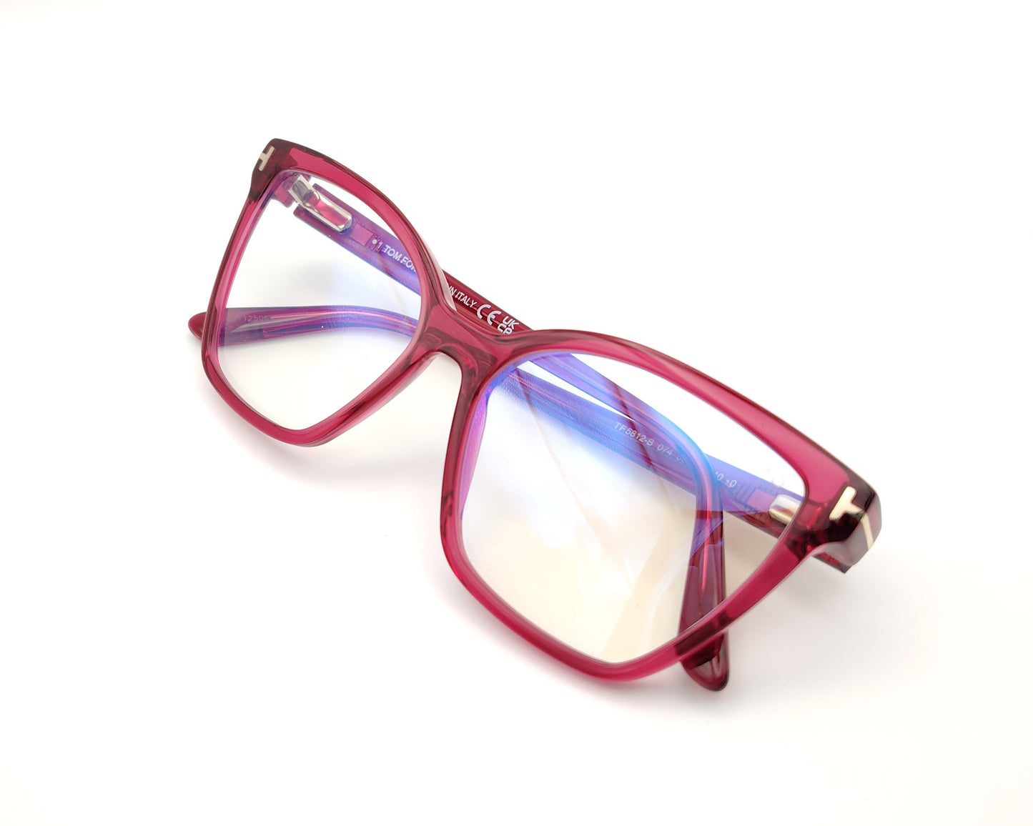 gafas tom ford cat eye de pasta semitransparente en tono frambuesa