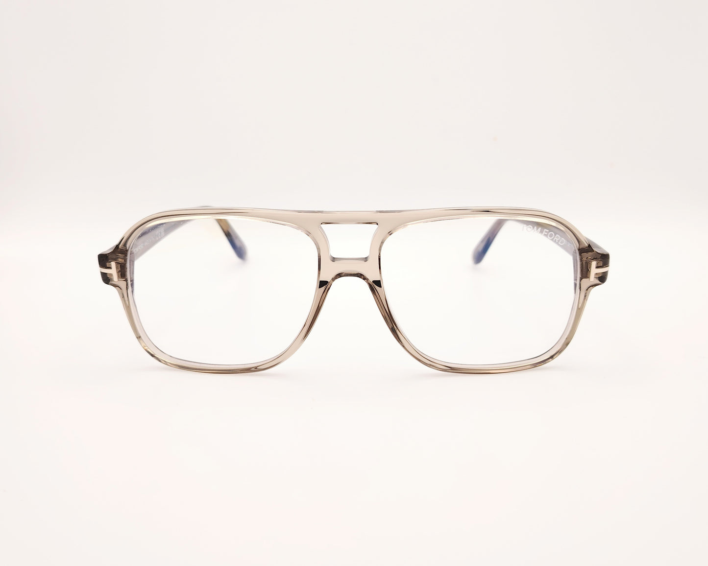 gafas aviador color topo translúcido con doble puente y montura de acetato