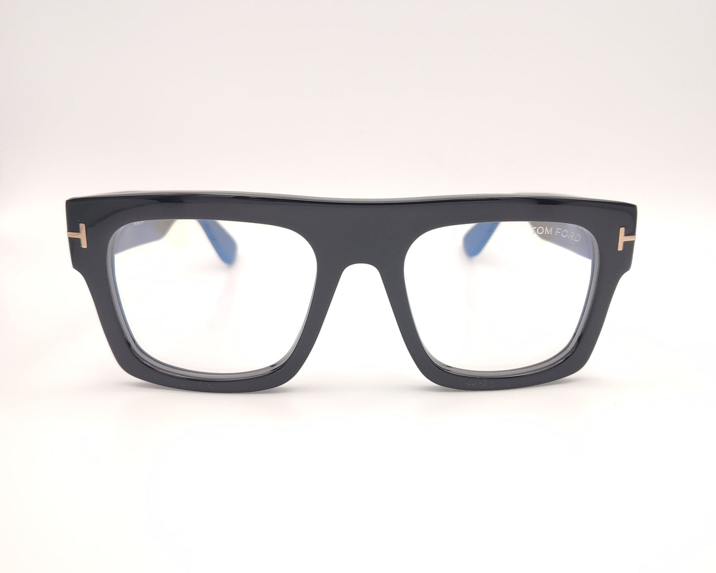 gafas tom ford tf5634b 001 con montura cuadrada de acetato negro brillante y detalles en dorado