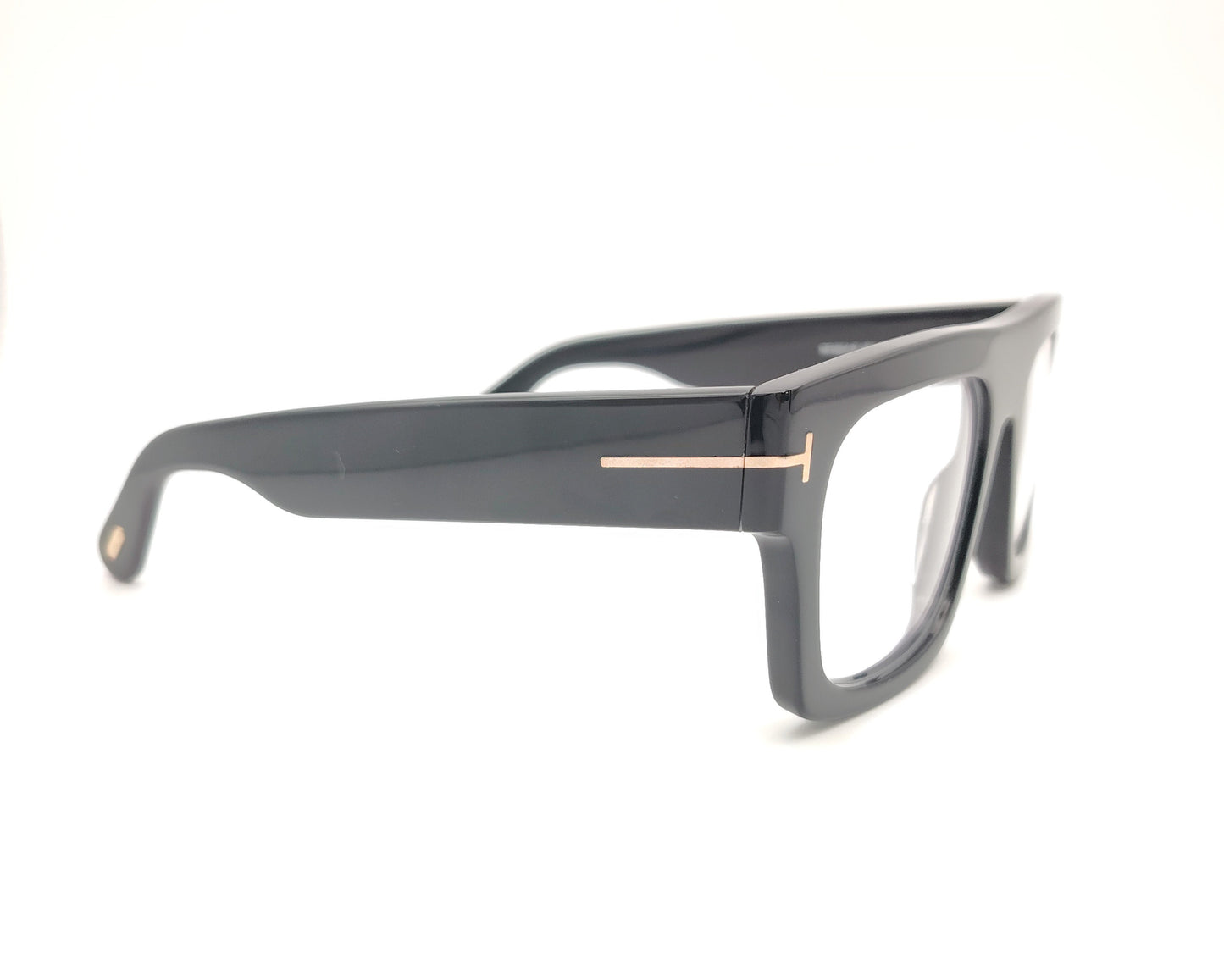 gafas tom ford tf5634b 001 con montura cuadrada de acetato negro brillante y detalles en dorado